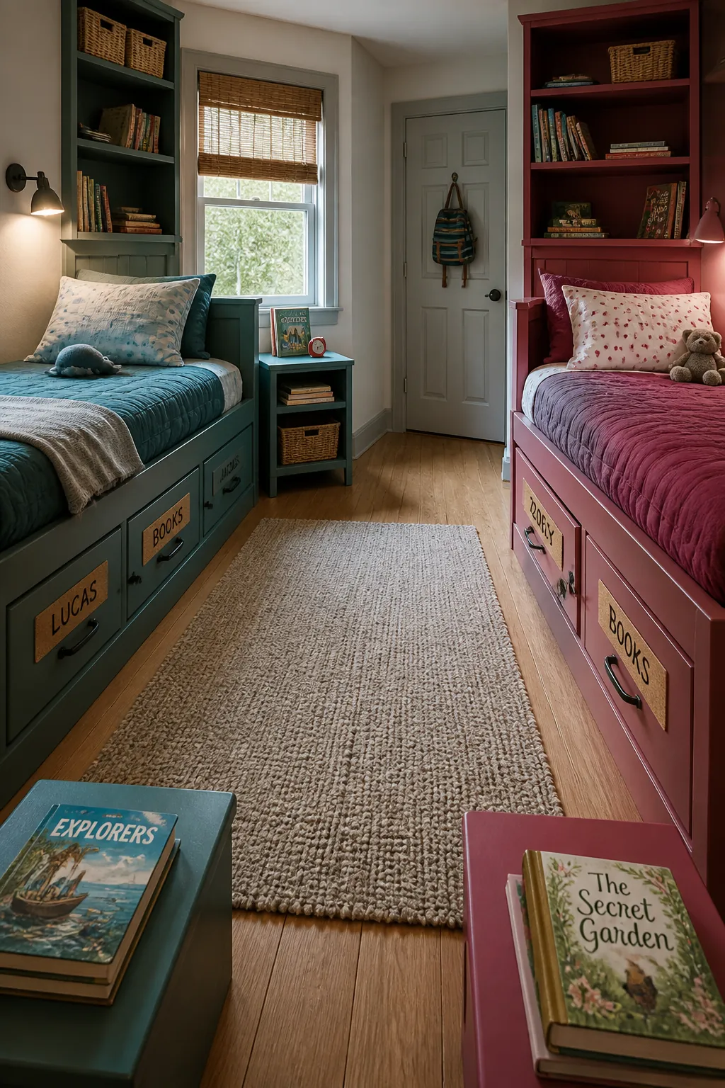 Two personalized zones in a shared small children bedroom