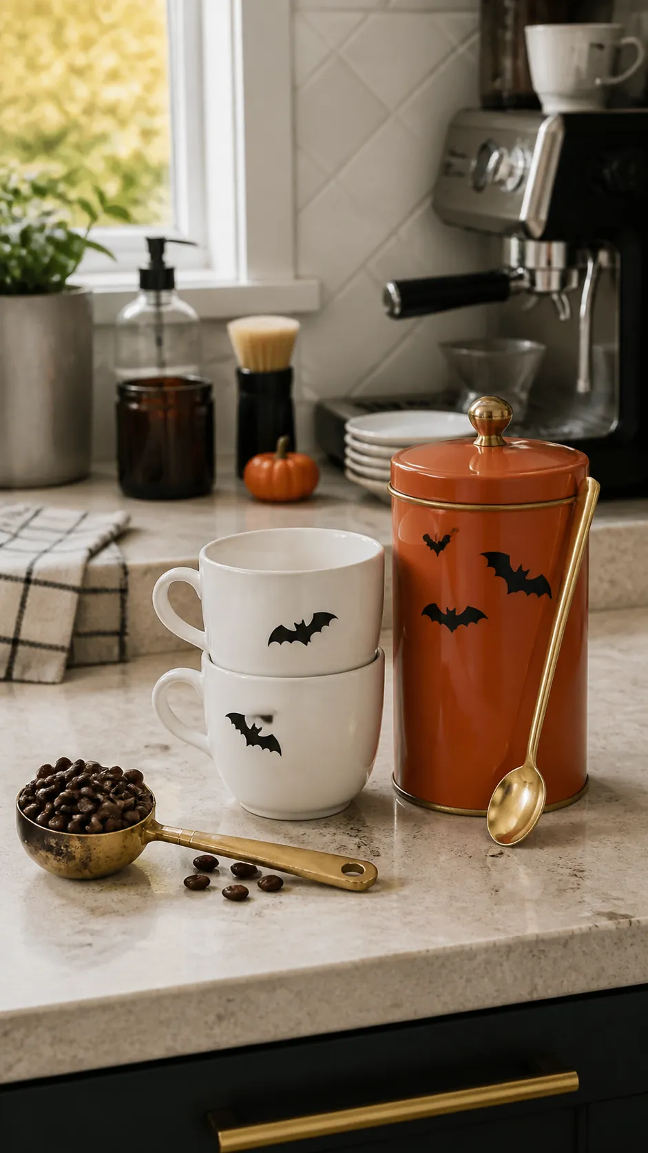Candy corn color palette used in a Halloween coffee bar