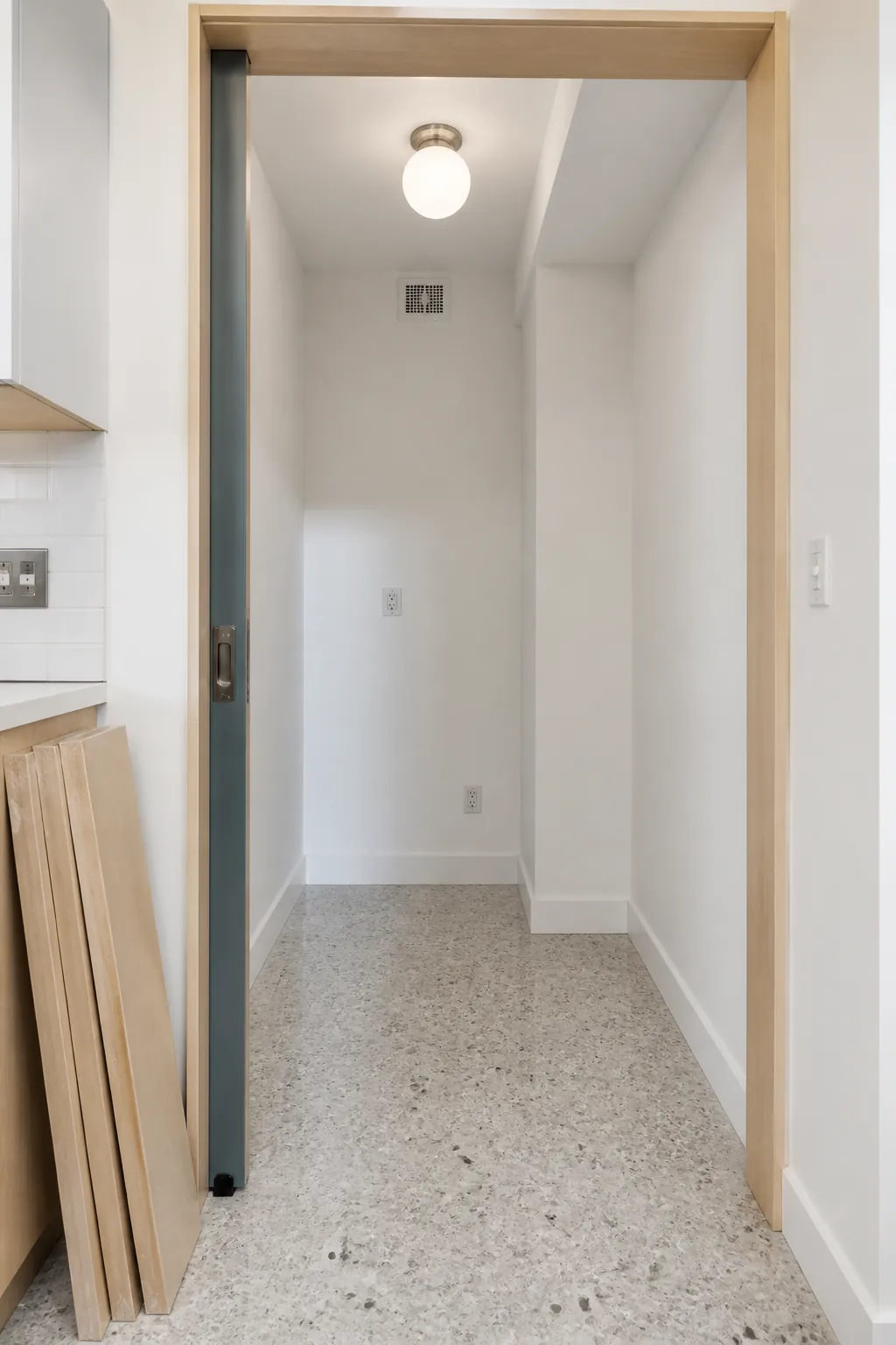 Finished pantry interior showing clear width depth and doorway space