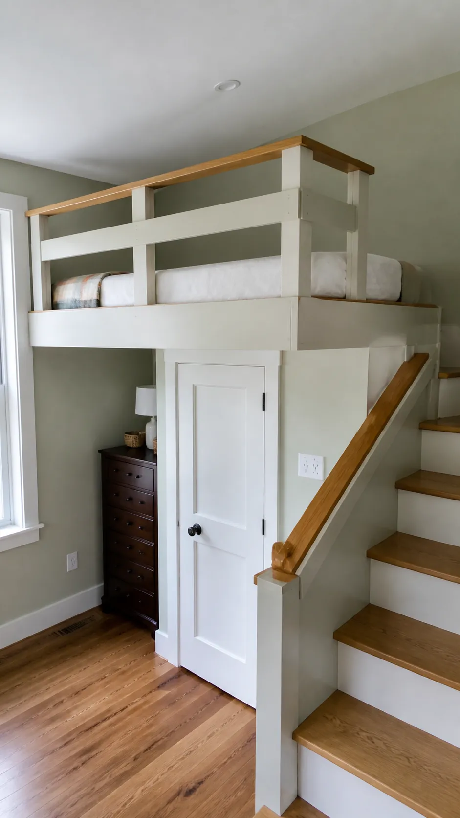 Safe high guardrail around a correctly sized loft bed mattress