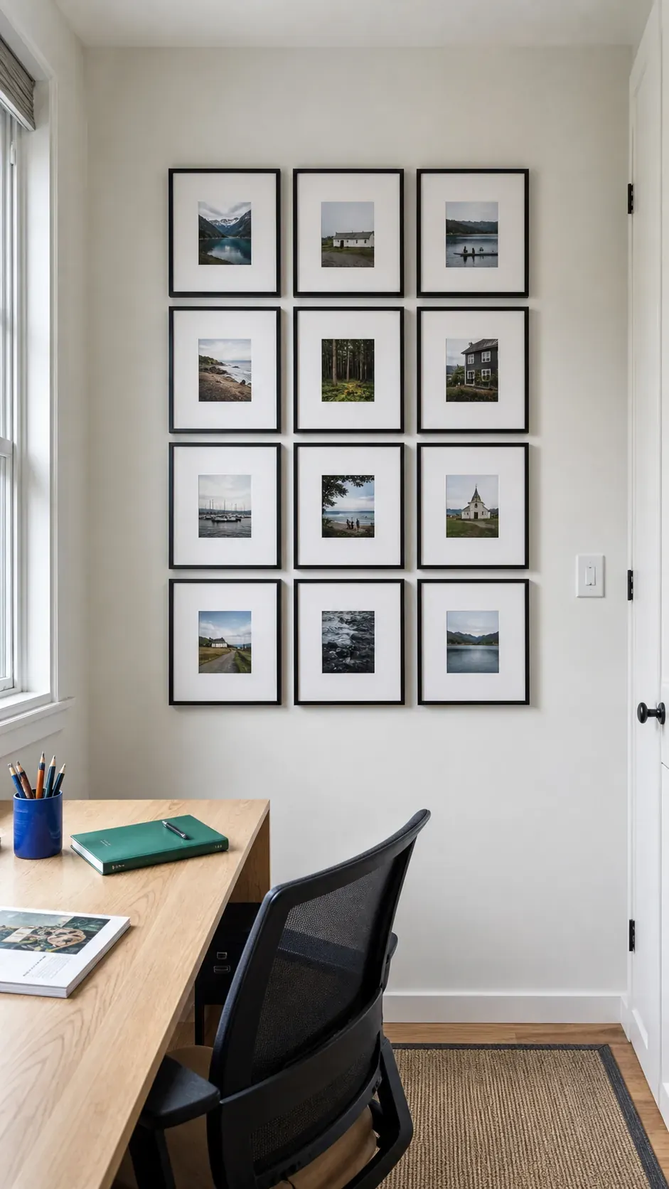 Slim Black Frame Matrix photo frame wall arrangement