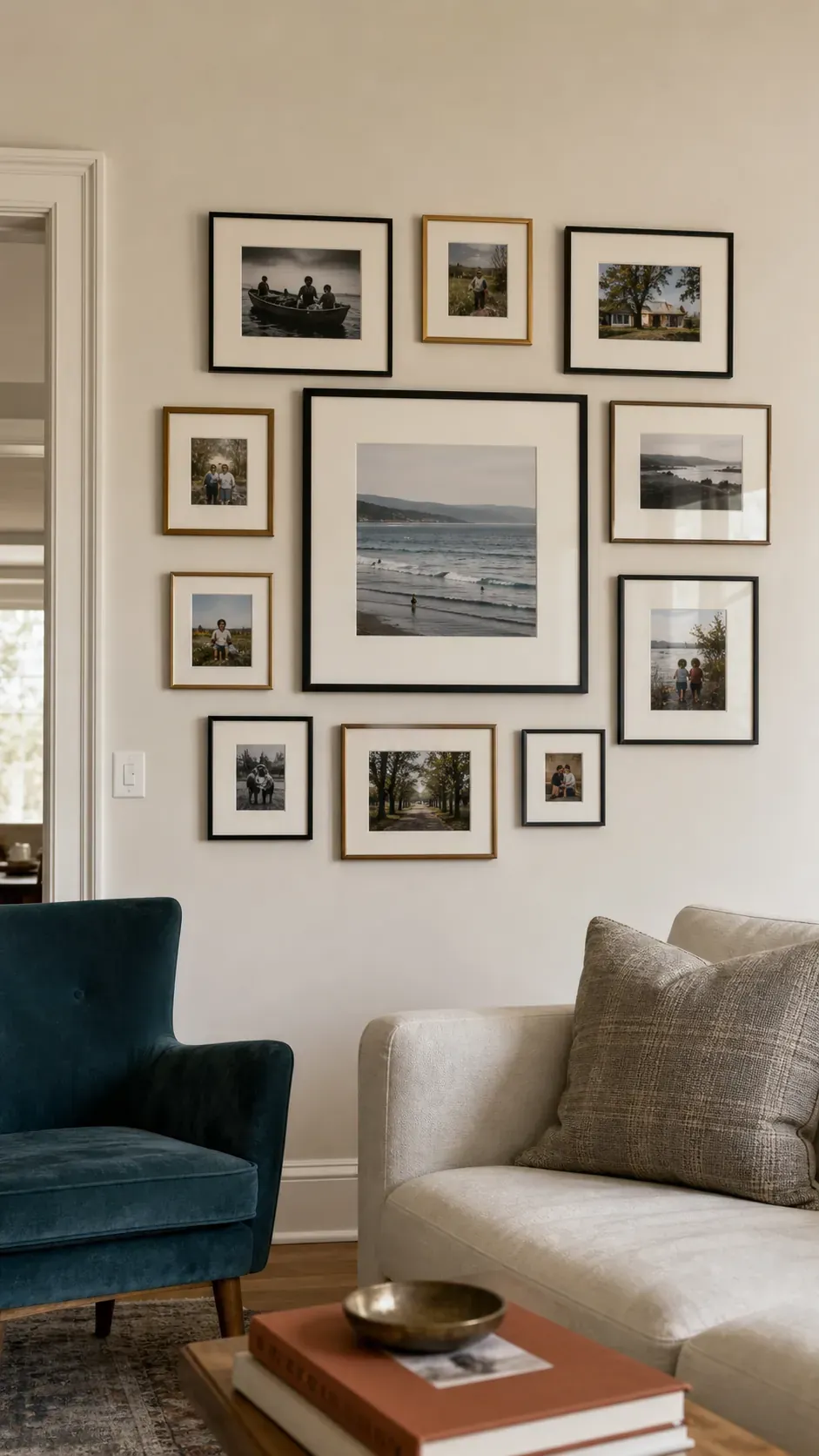 43 photo frame wall ideas in a collected living room gallery