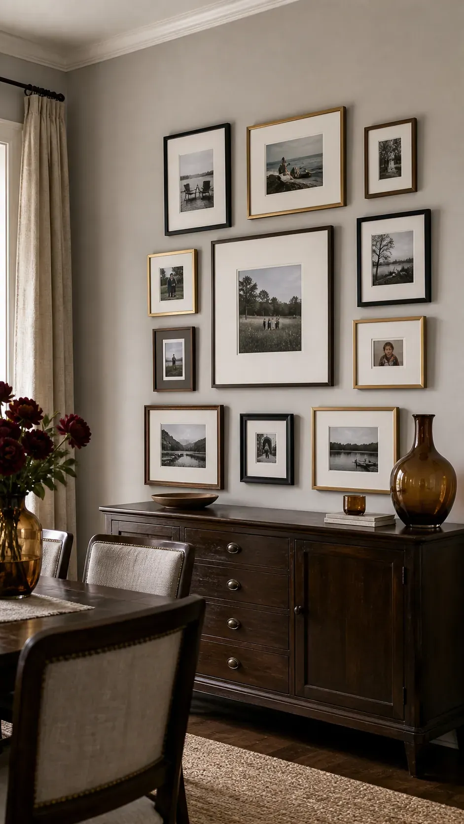 Mixed Metal Frame Collection photo frame wall arrangement