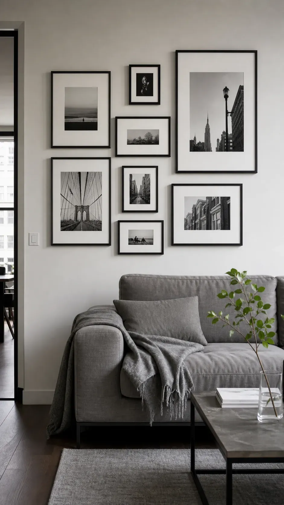 Monochrome Photo Story photo frame wall arrangement