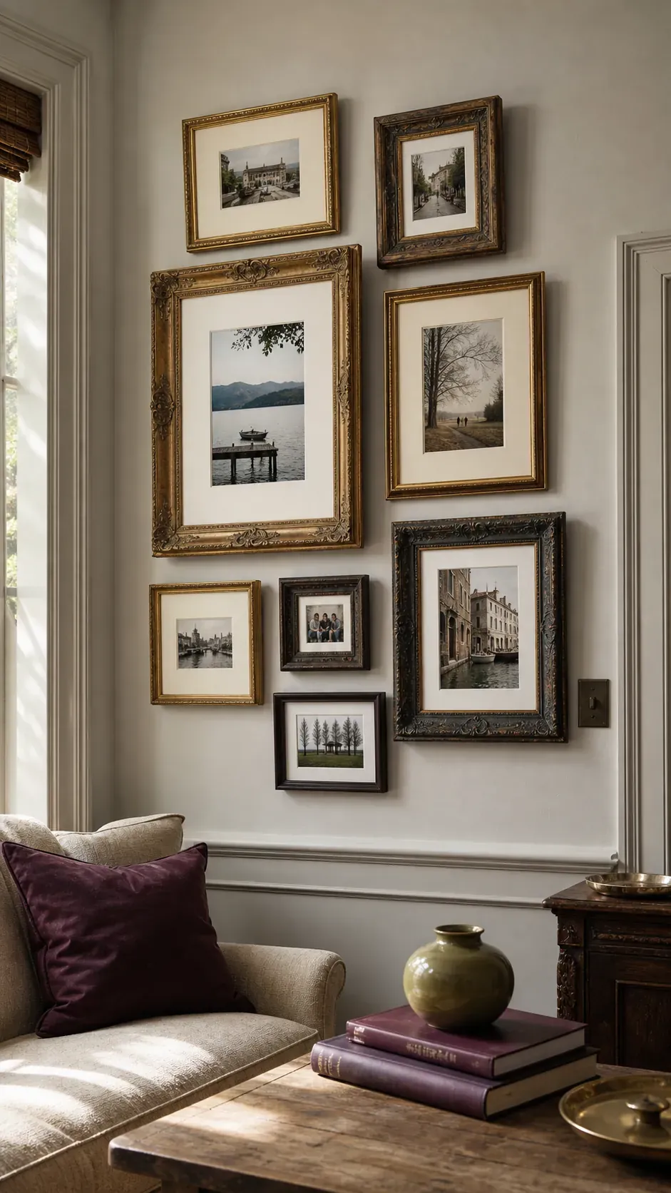 Vintage Frames with Modern Photos photo frame wall arrangement
