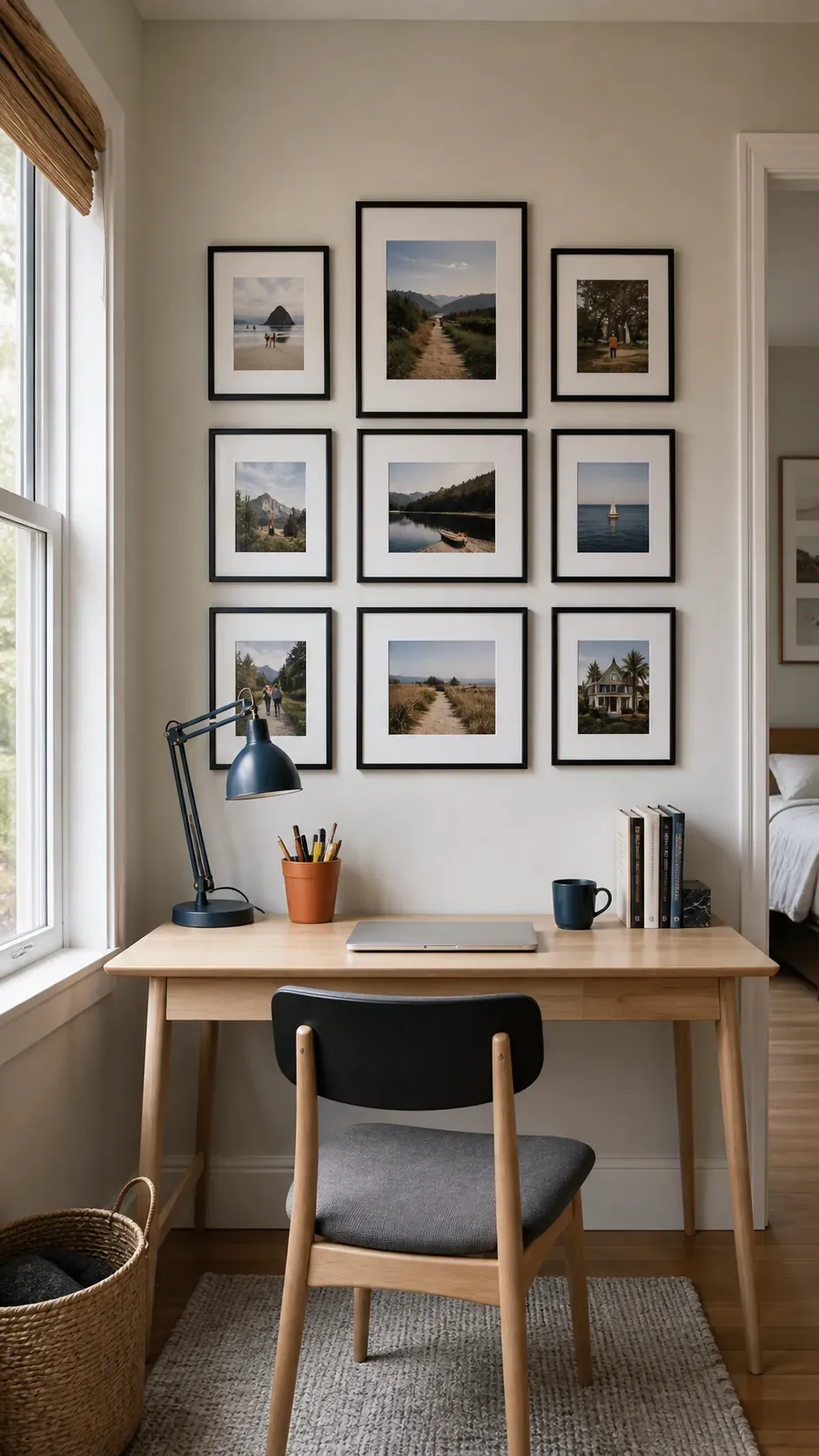 Desk Backdrop Photo Grid photo frame wall arrangement