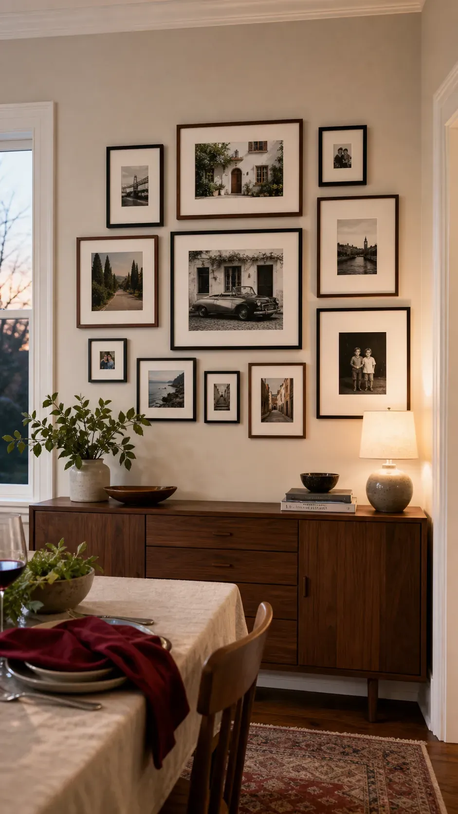 Dining Room Conversation Wall photo frame wall arrangement