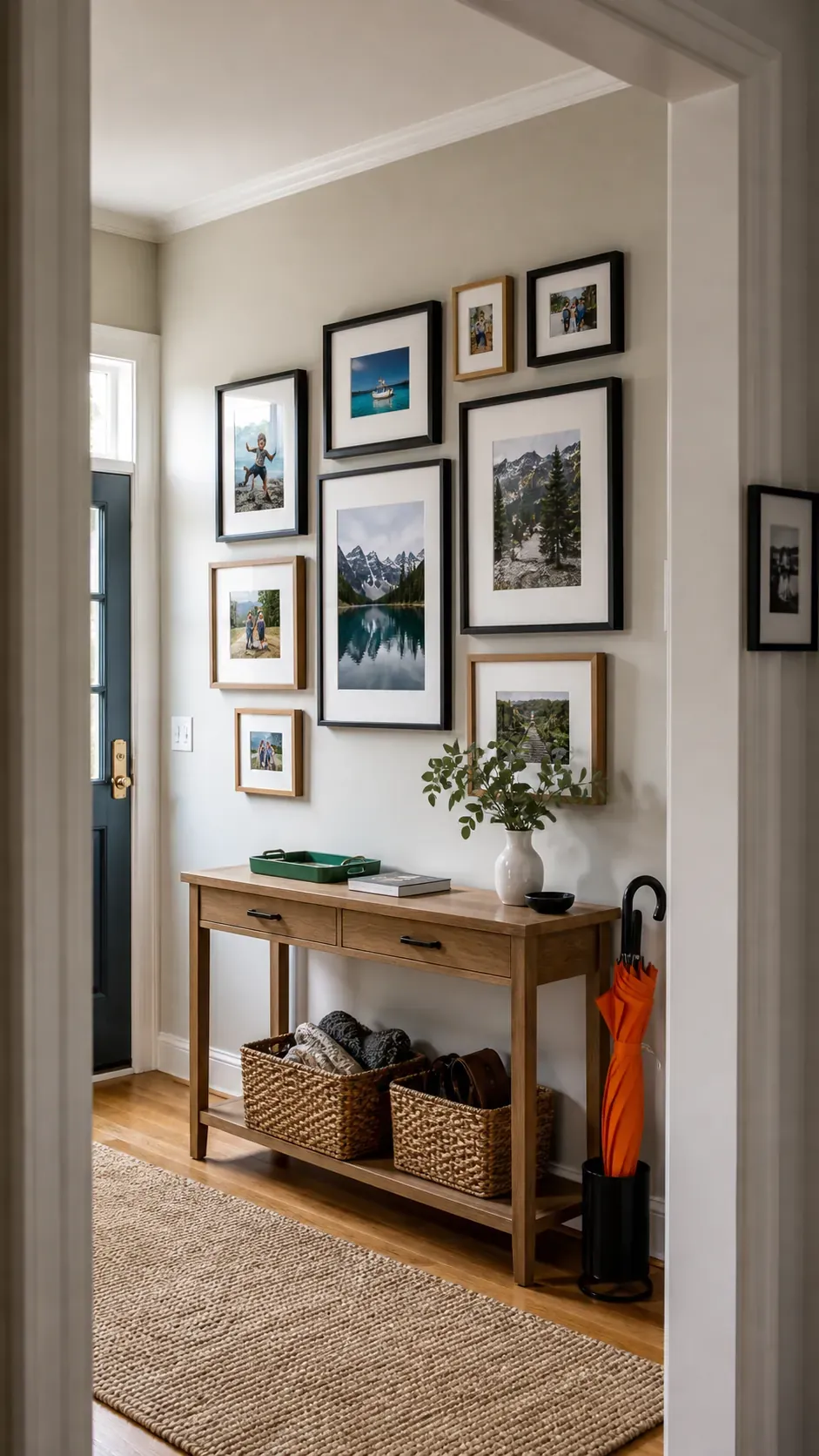 Entryway Welcome Gallery photo frame wall arrangement