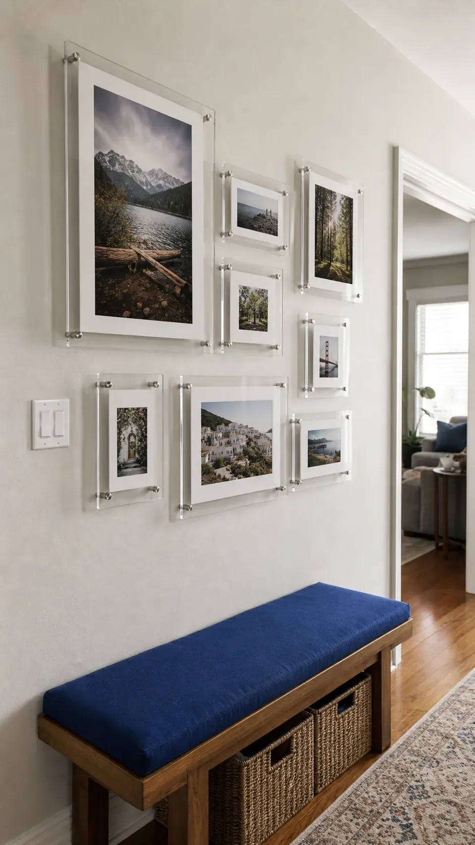 Floating Acrylic Frames photo frame wall arrangement