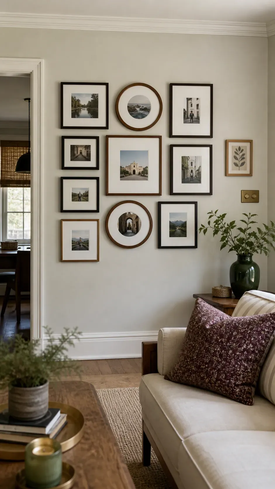 Round Frame Interruption photo frame wall arrangement
