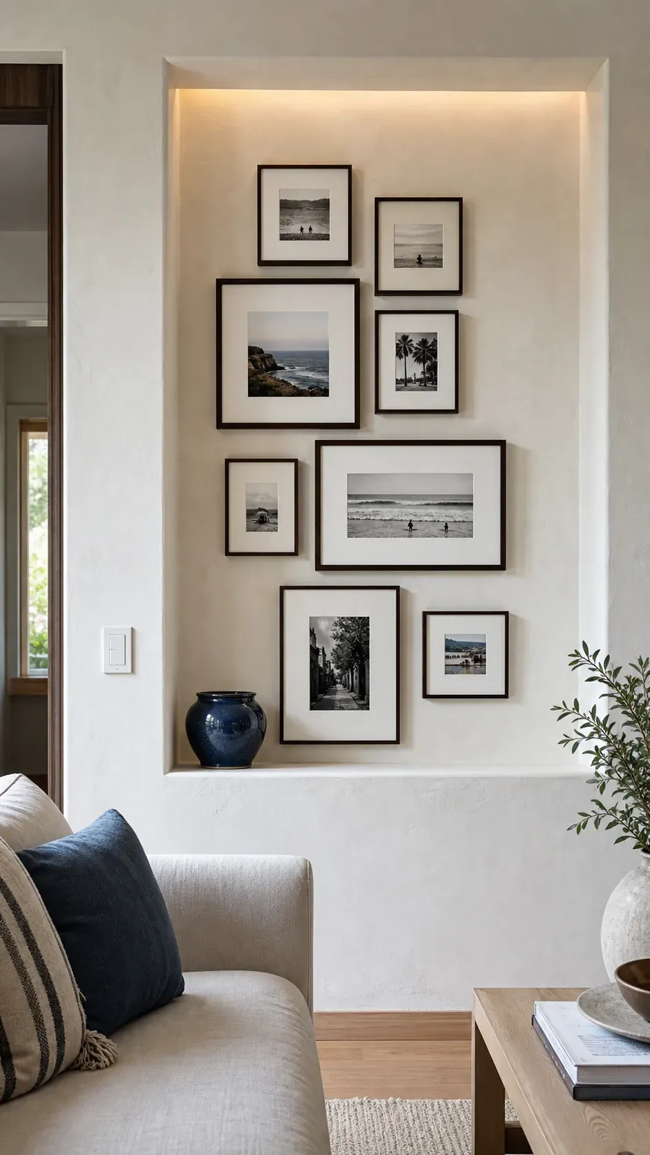 Architectural Niche Display photo frame wall arrangement