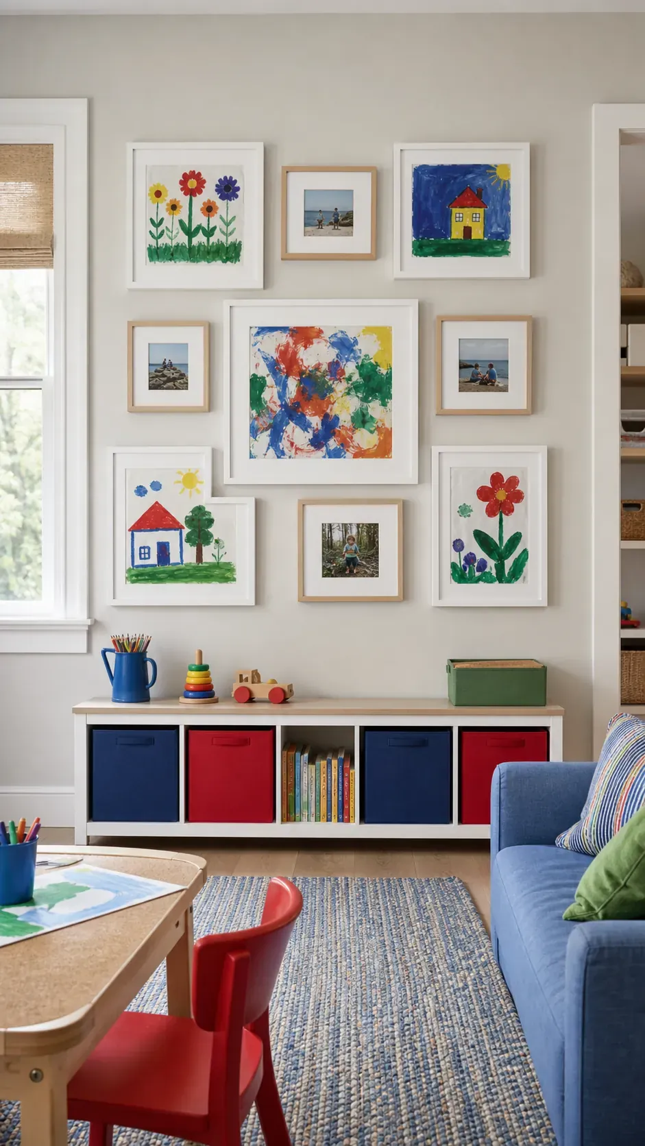 Children's Art and Photo Mix photo frame wall arrangement