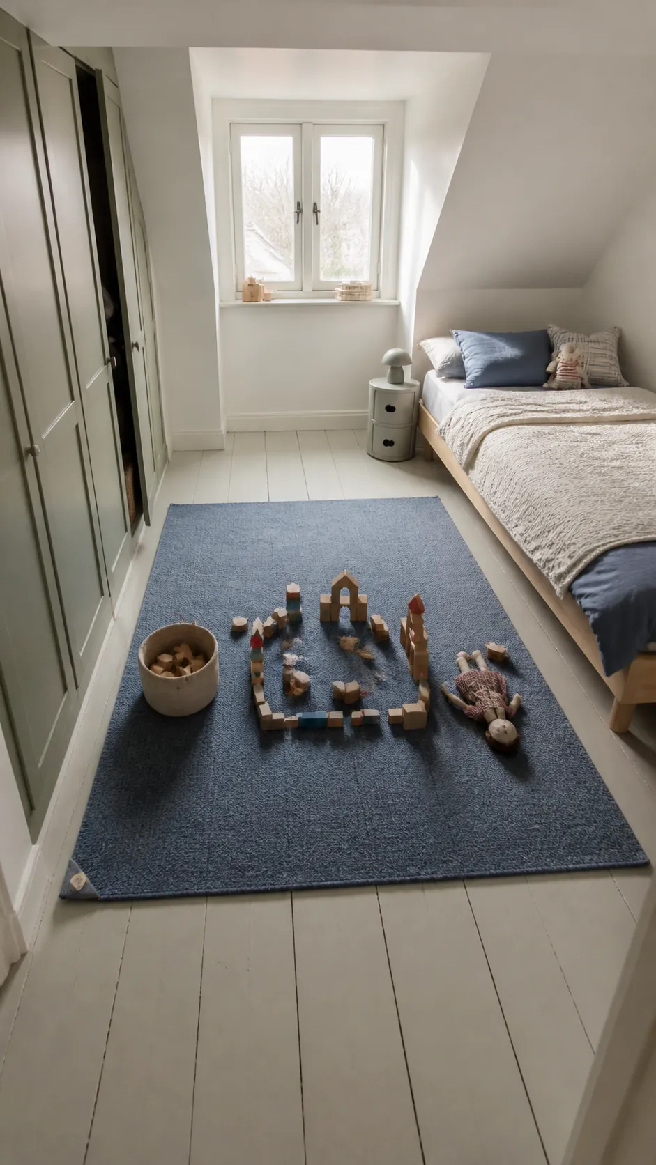 Open play square in a kids room design small space