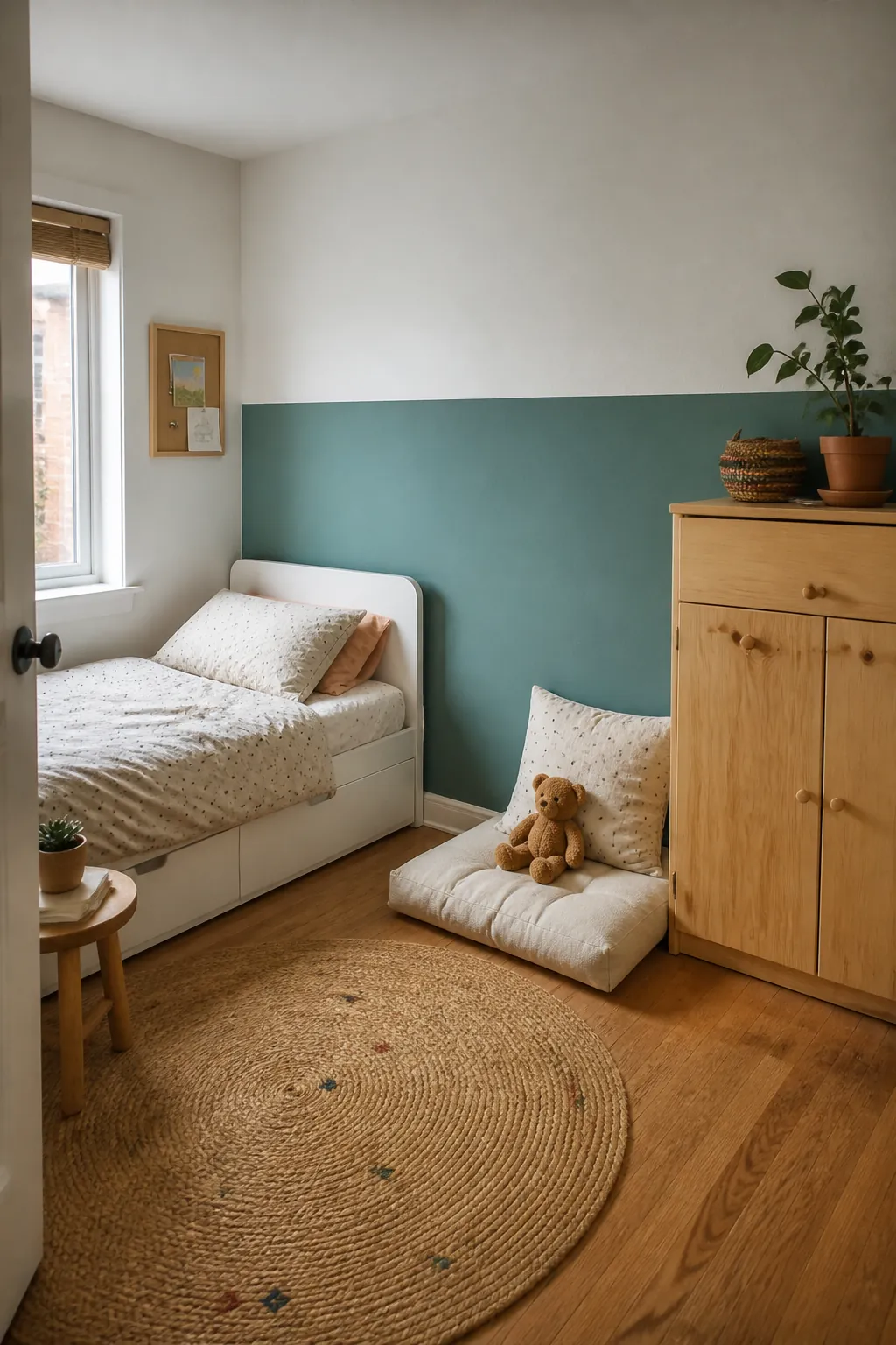 Painted color band in a small toddler room