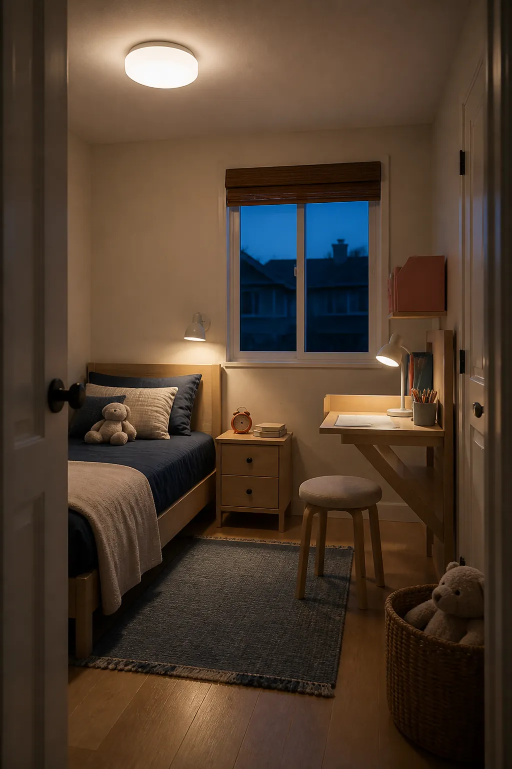 Layered lighting in a small children bedroom