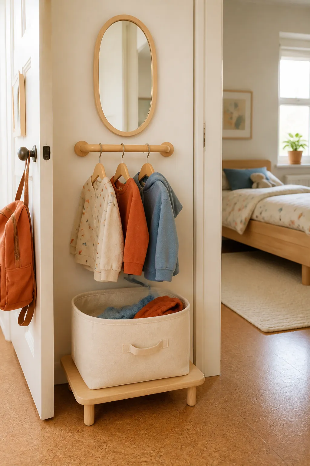 Tiny dressing station in a small toddler room