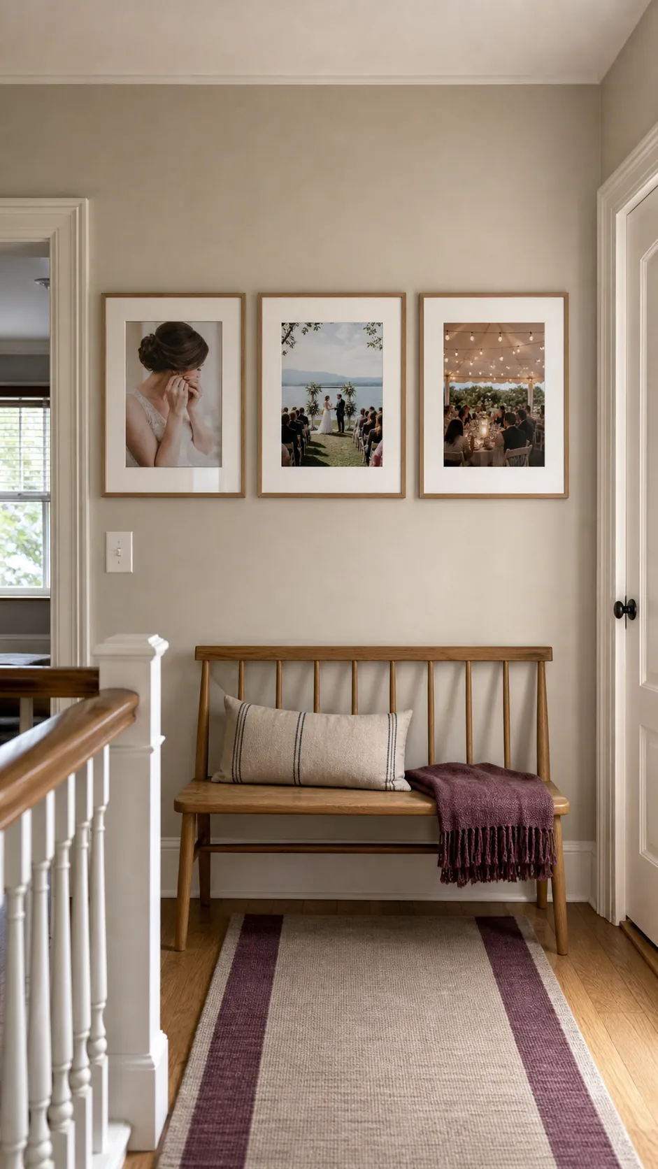 Three Moment Wedding Triptych wedding photo wall display