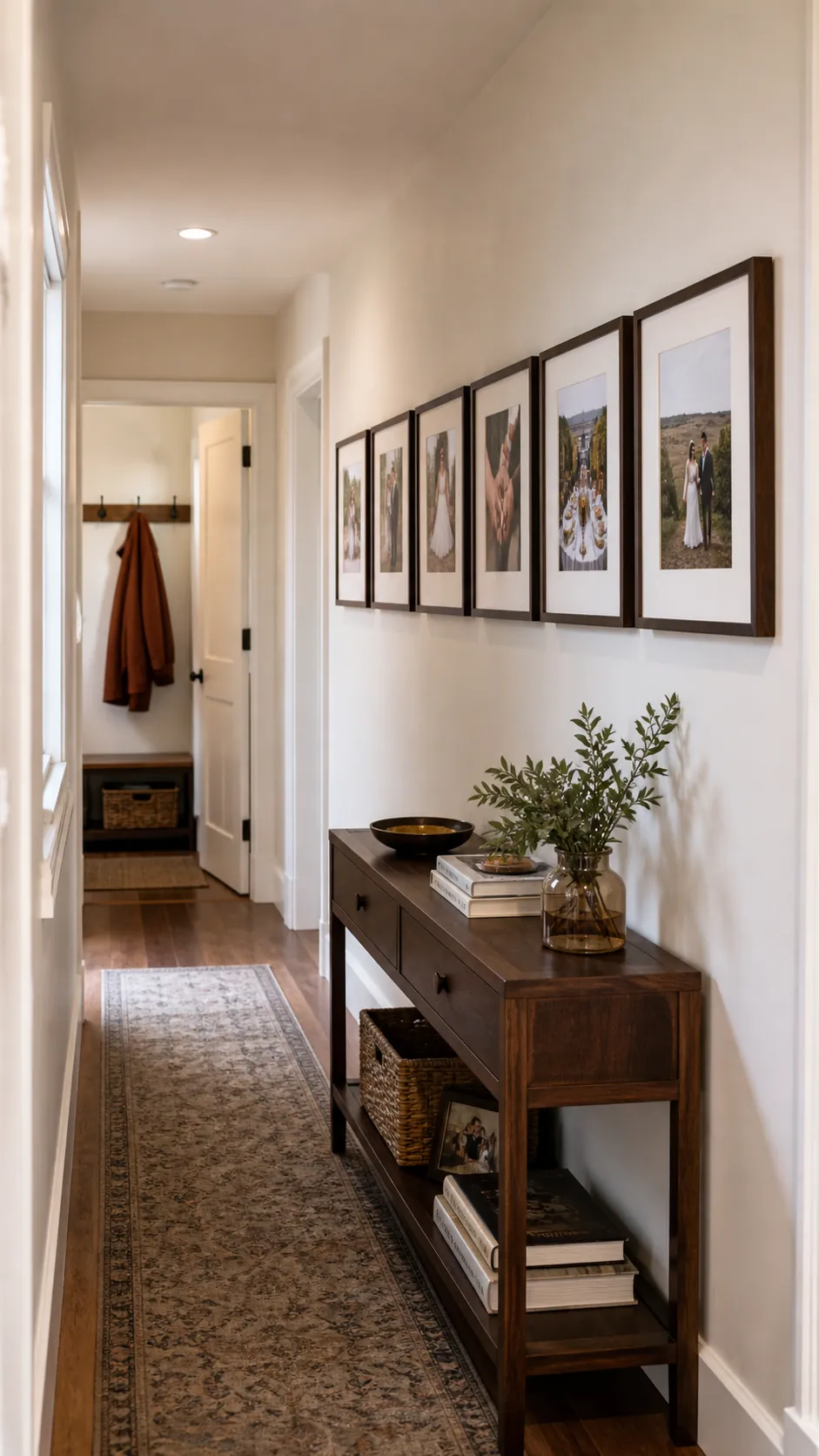 Hallway Processional Sequence wedding photo wall display