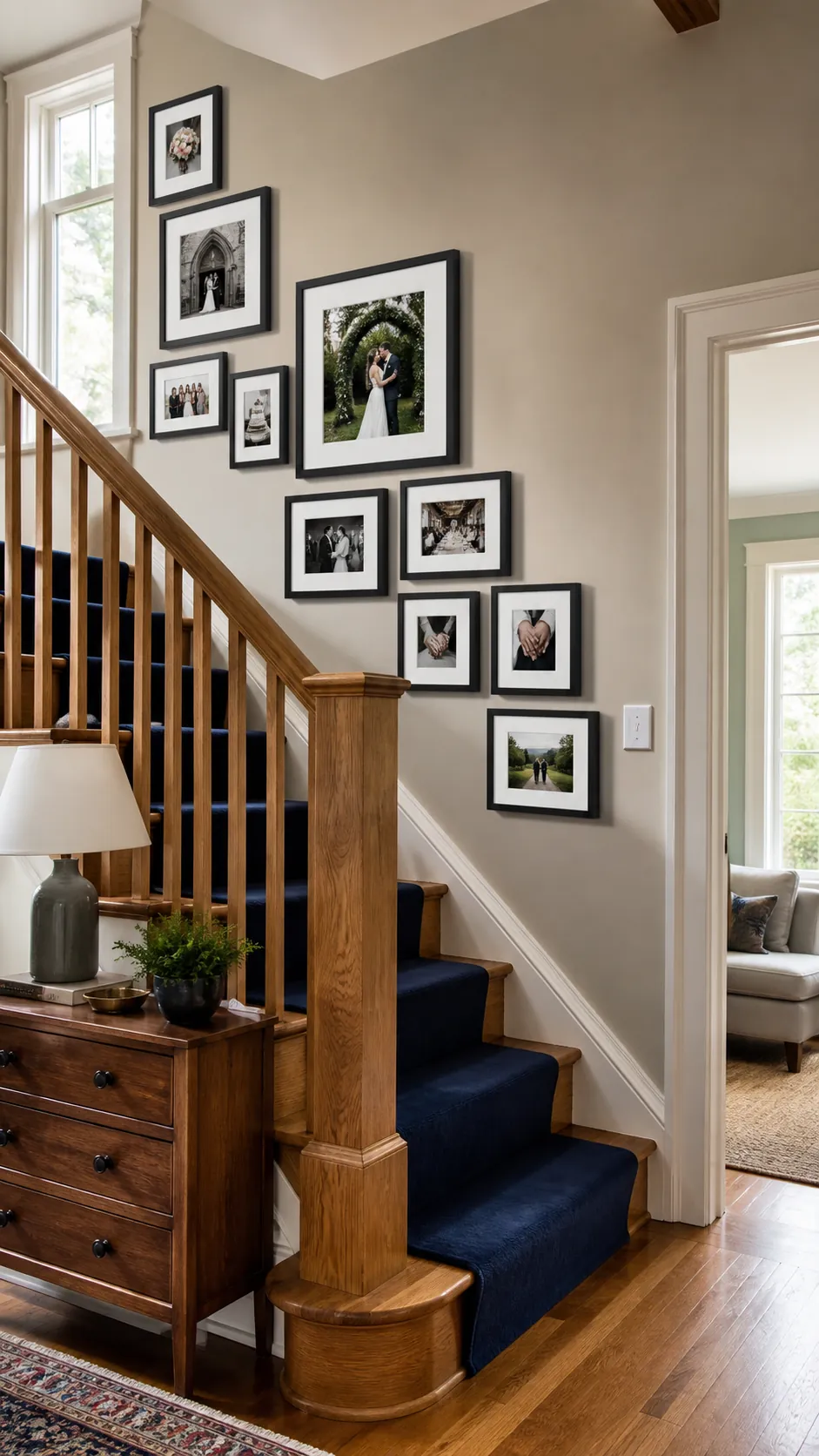 Staircase Wedding Story wedding photo wall display