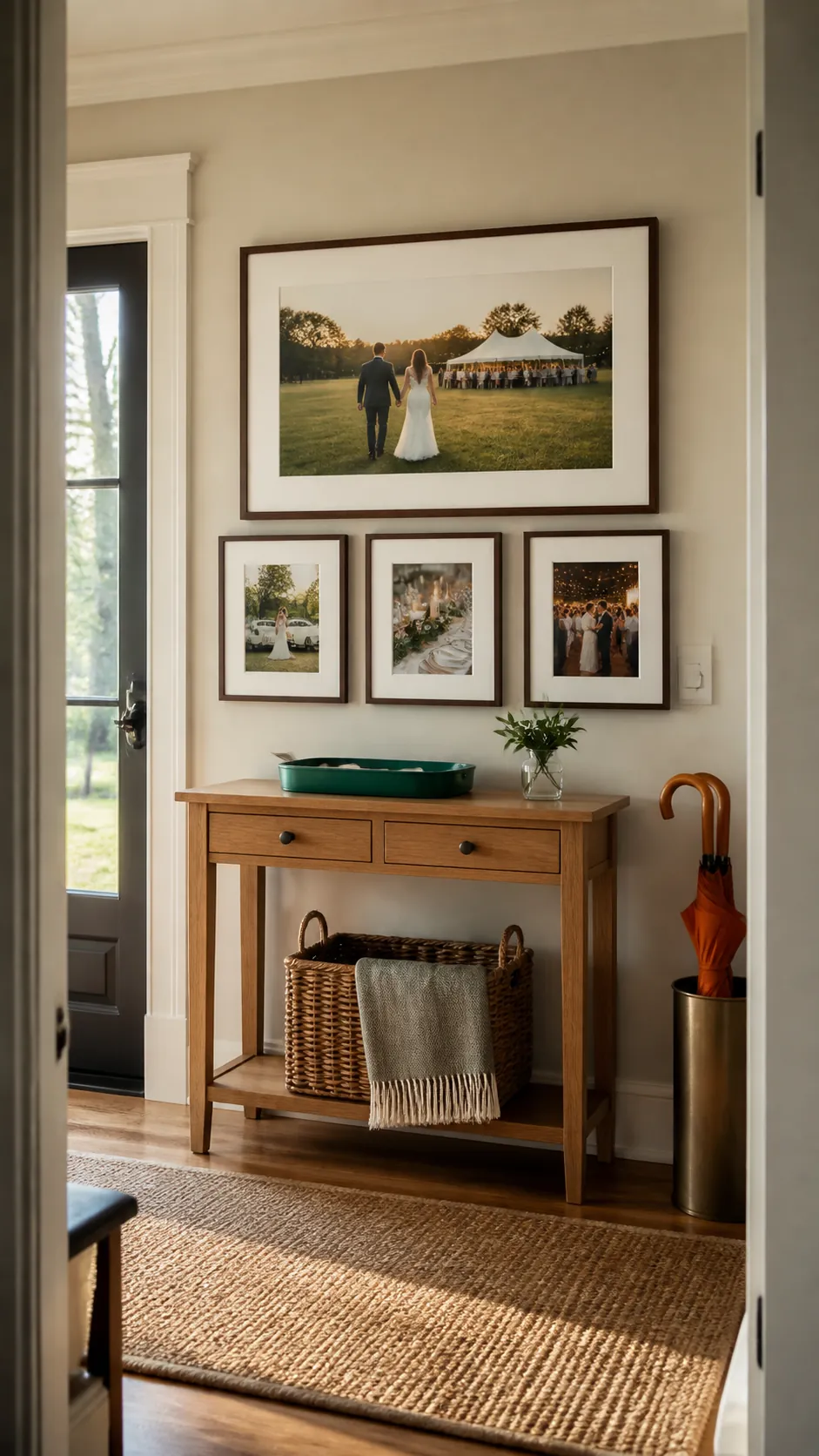Entryway Landscape Portrait wedding photo wall display