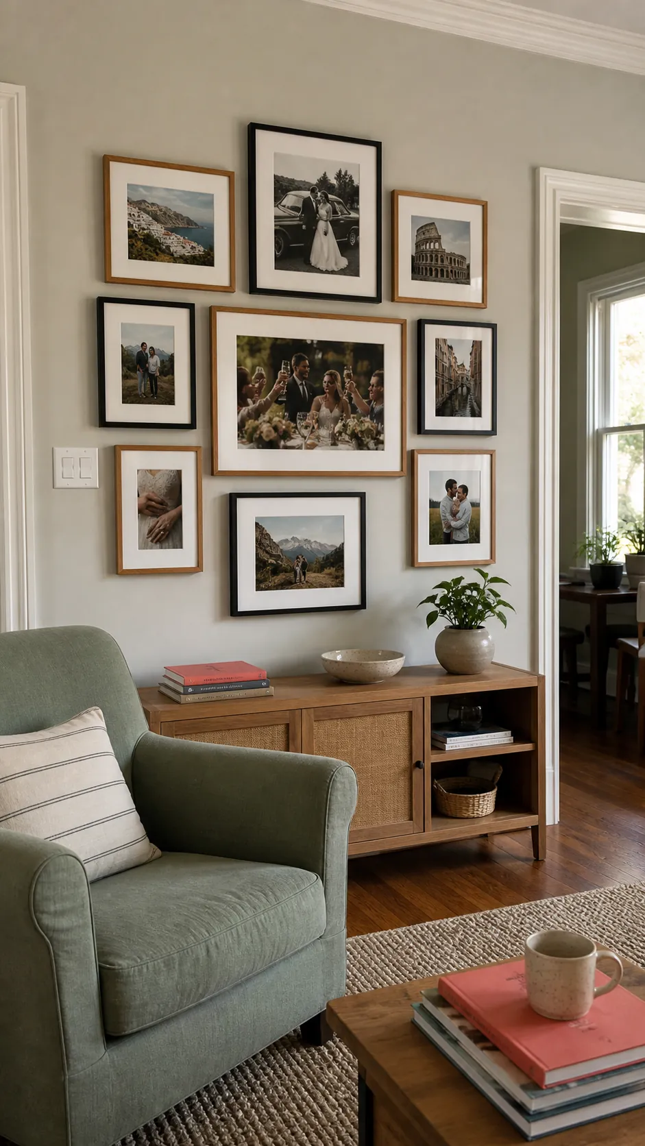 Living Room Mixed Memory Wall wedding photo wall display