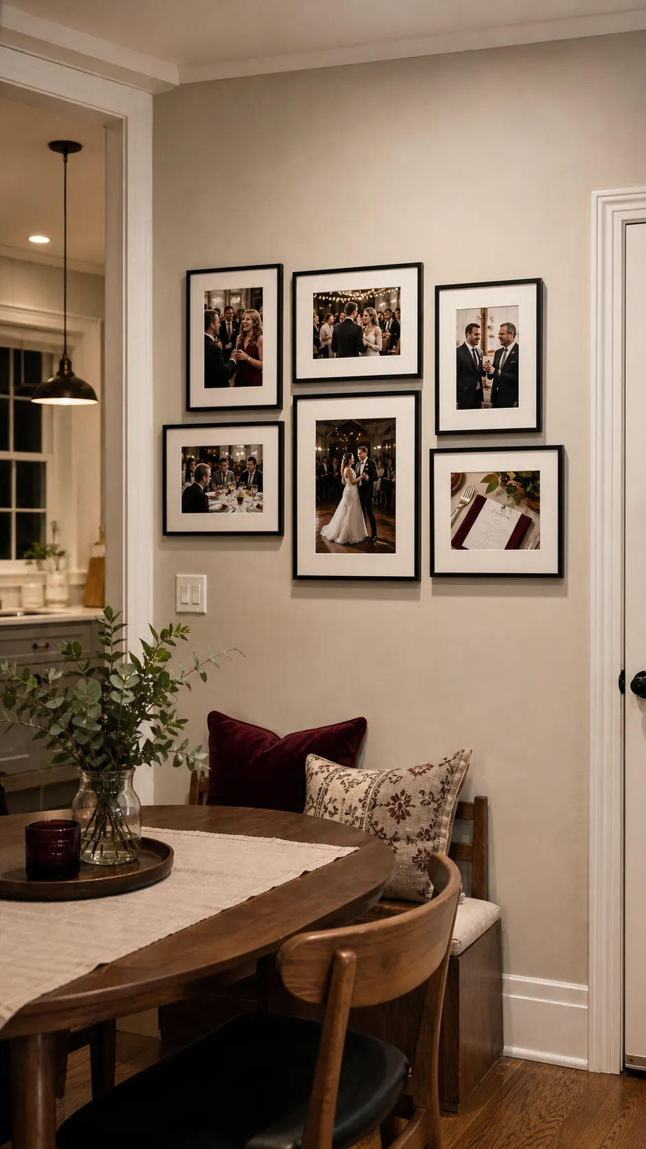 Reception Candid Cluster wedding photo wall display