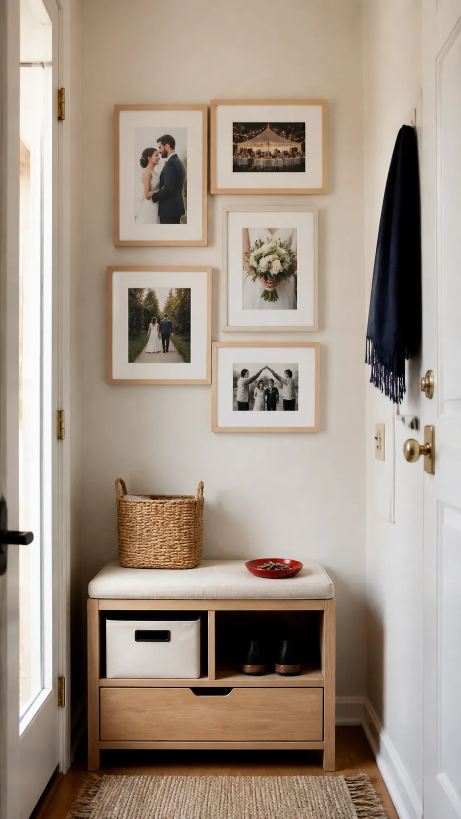 Small Apartment Wedding Nook wedding photo wall display