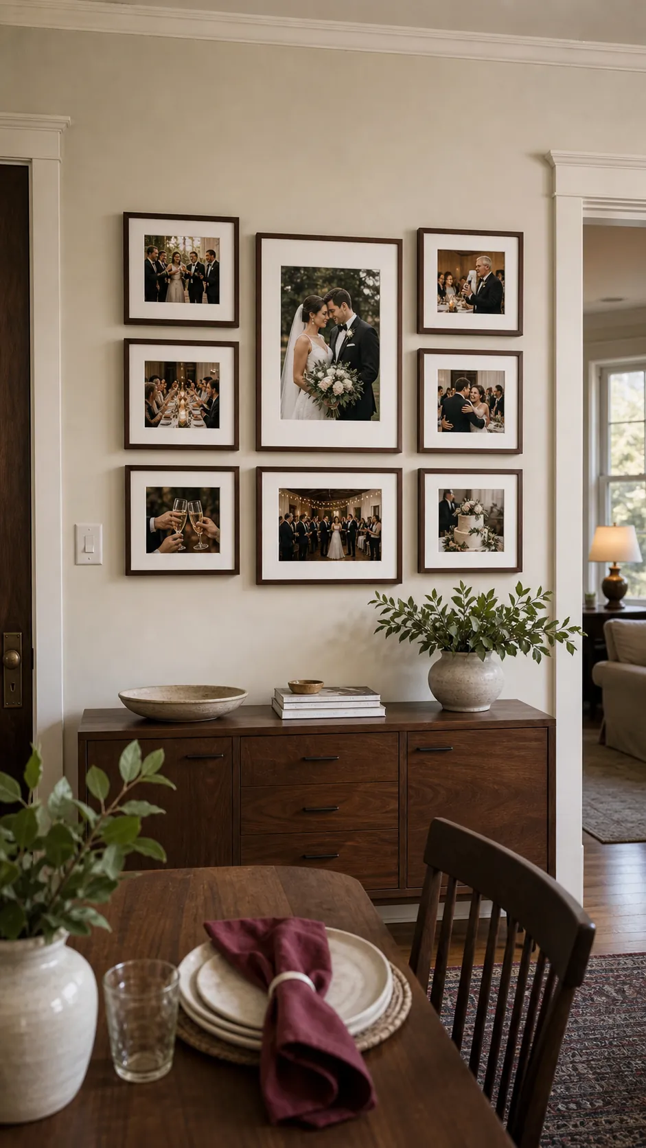 Dining Room Celebration Wall wedding photo wall display