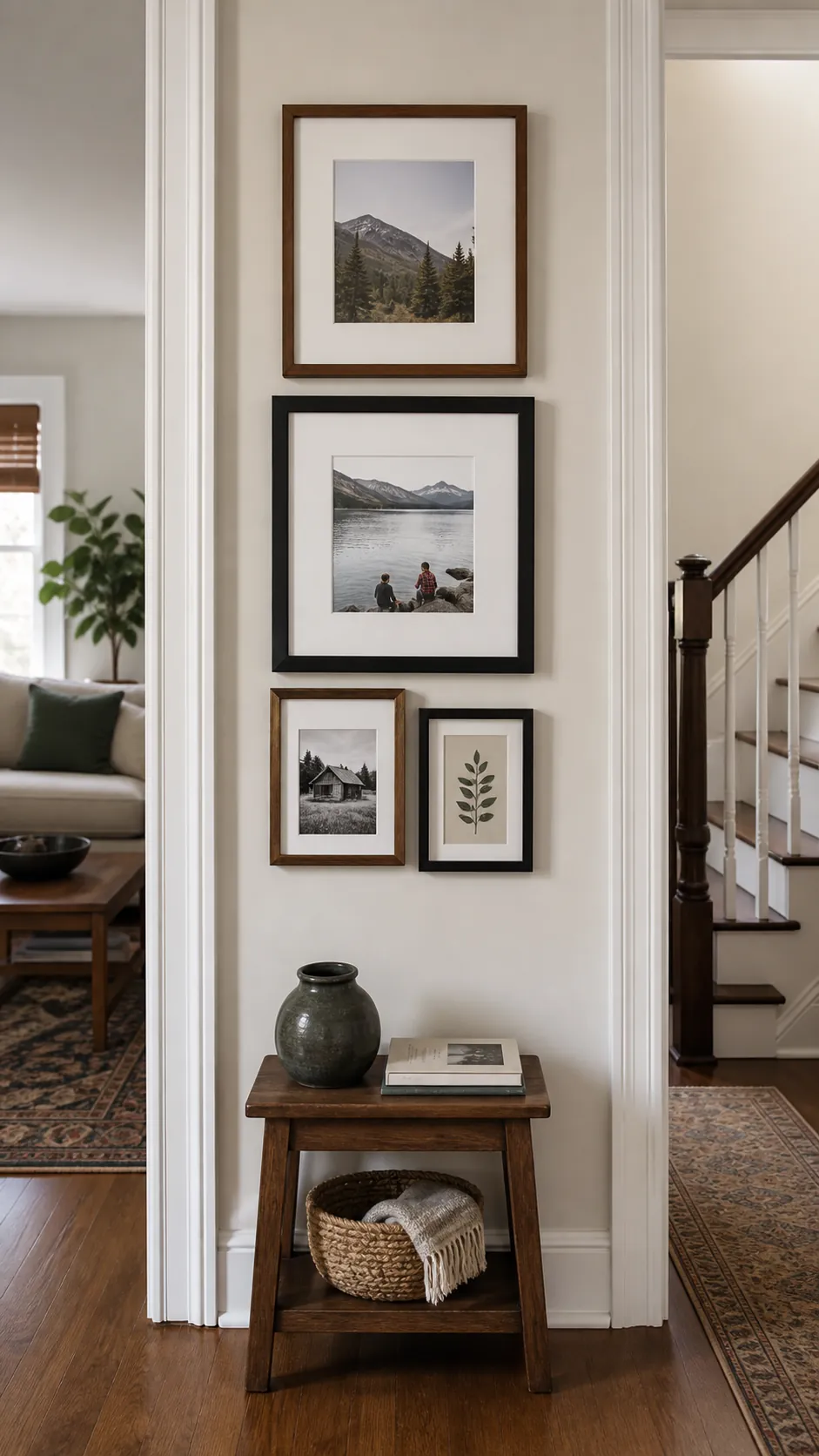 Make a Small Wall Feel Intentional mixed photo frame wall idea