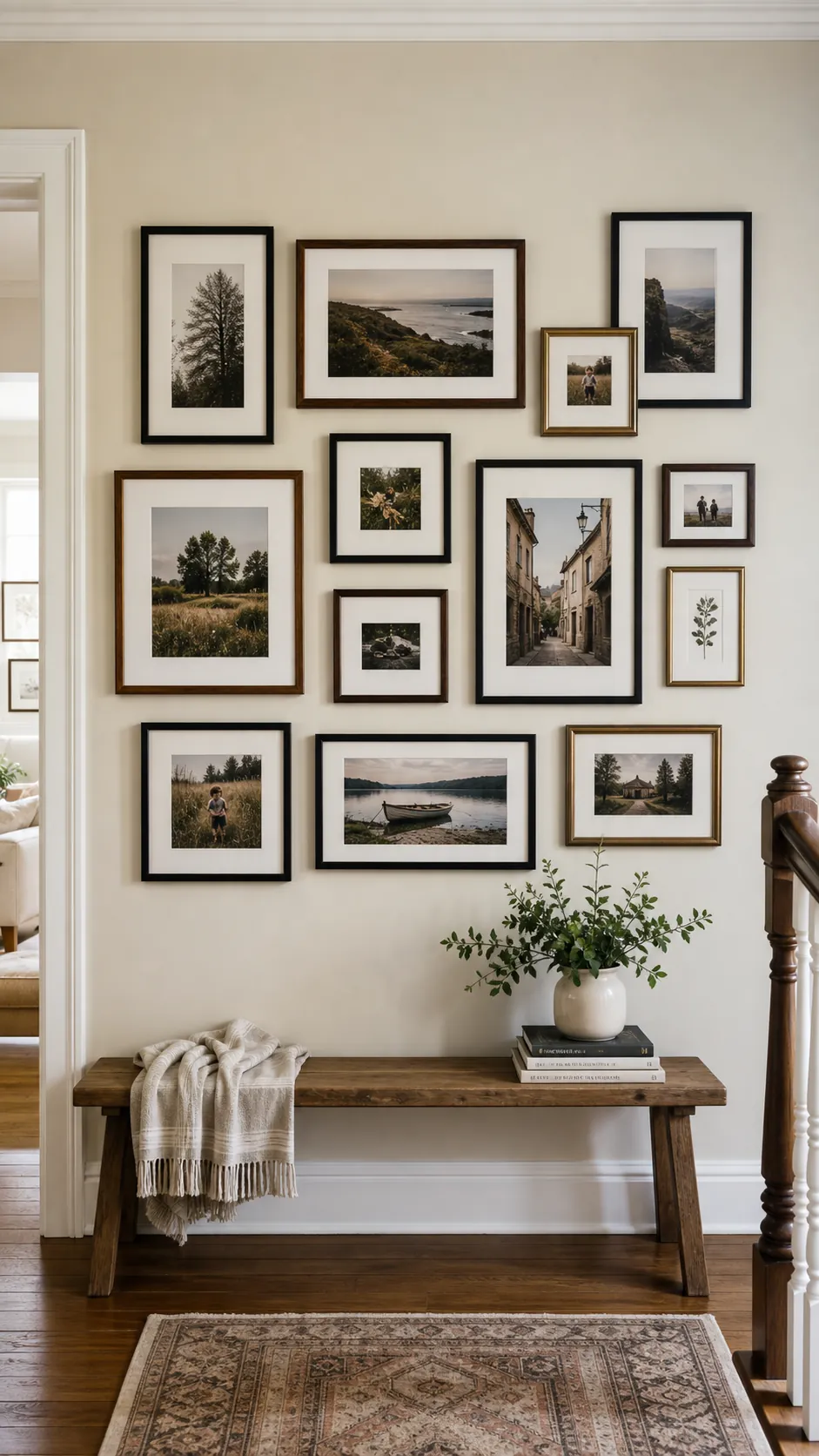 Alternate Portrait and Landscape Frames mixed photo frame wall idea