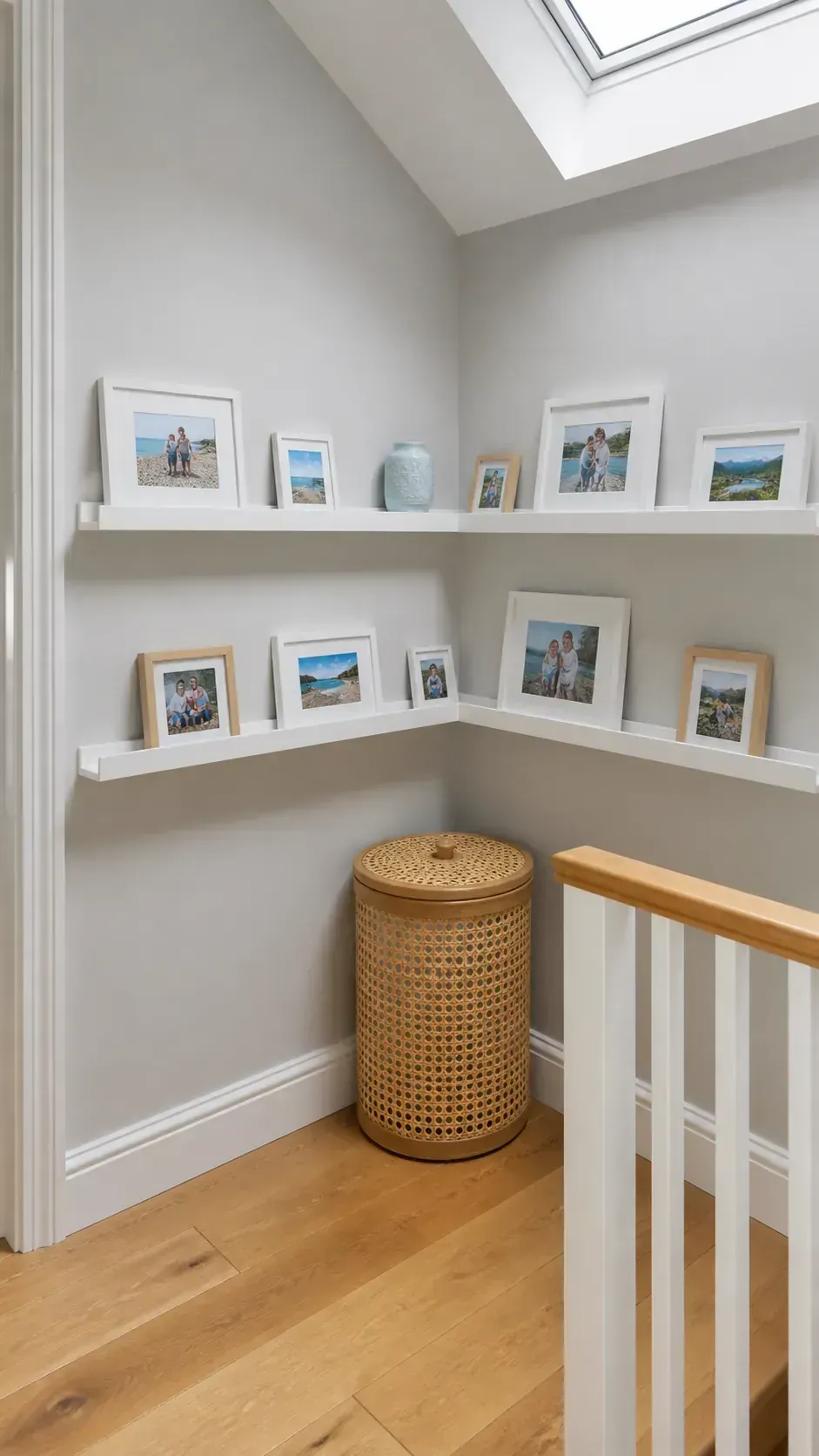 Picture ledges wrapping around an inside corner