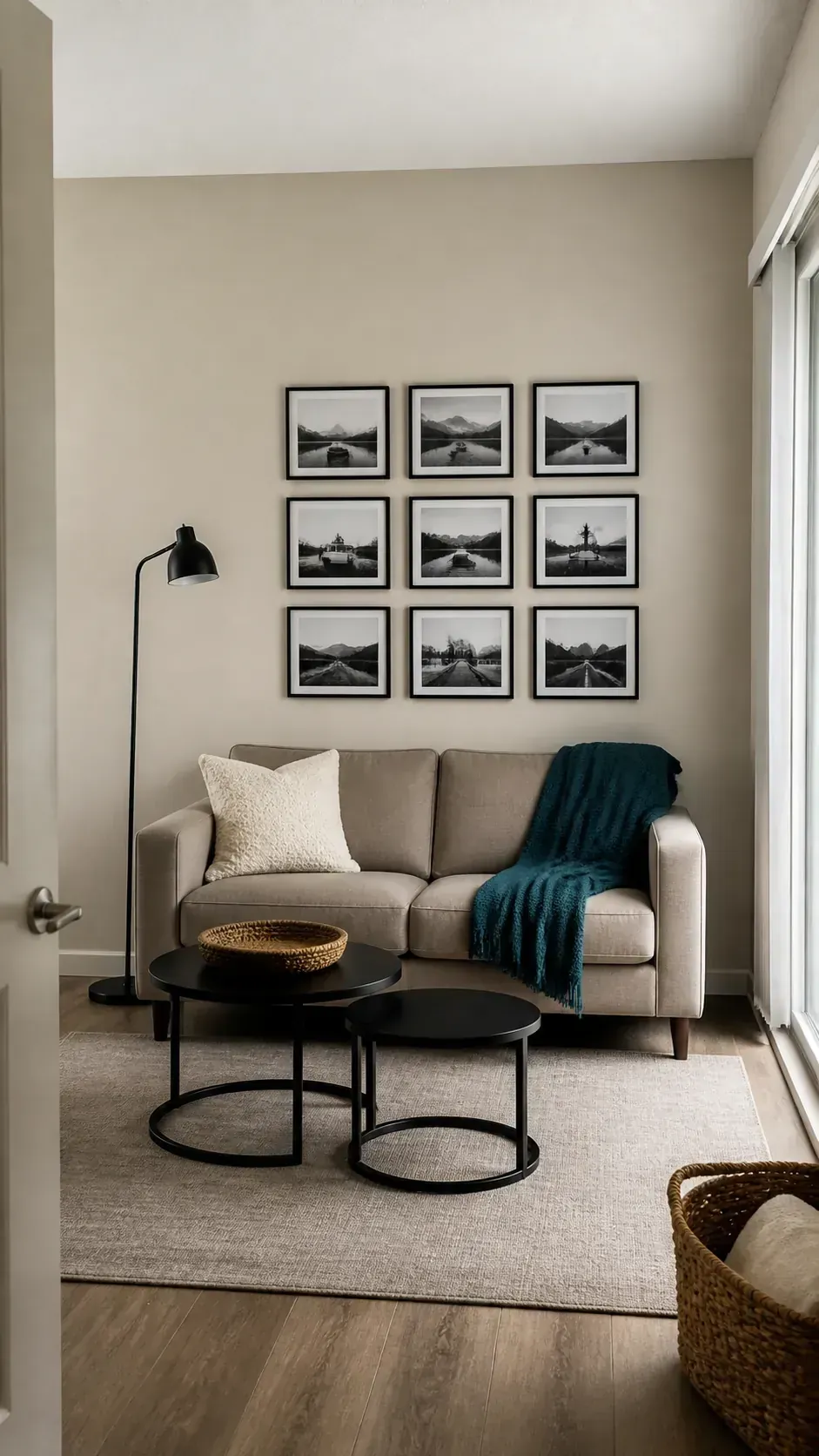 Lightweight photo frame gallery in a rental apartment