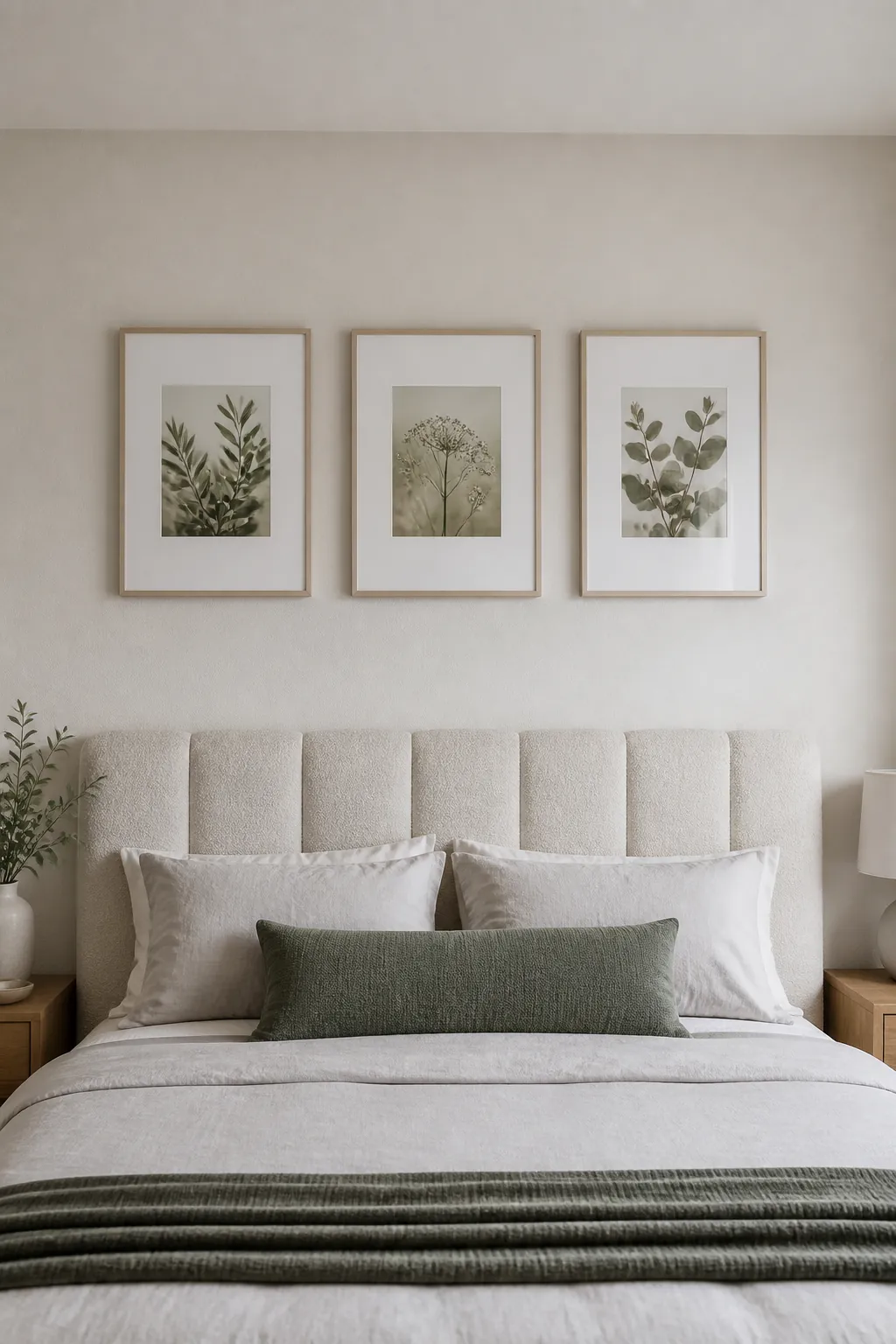 Lightweight securely mounted frames above a bedroom headboard