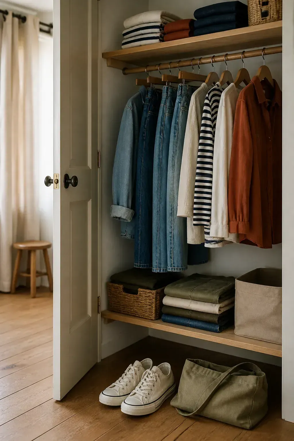 Small closet casual weekend clothing section