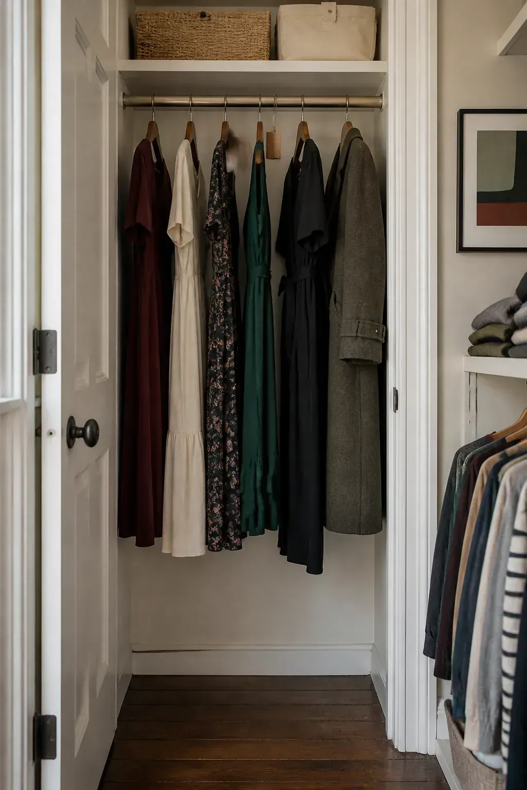 Full height closet zone for dresses and long garments