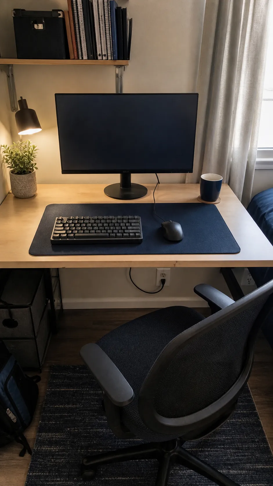 Clear keyboard and mouse zone on a mini computer desk