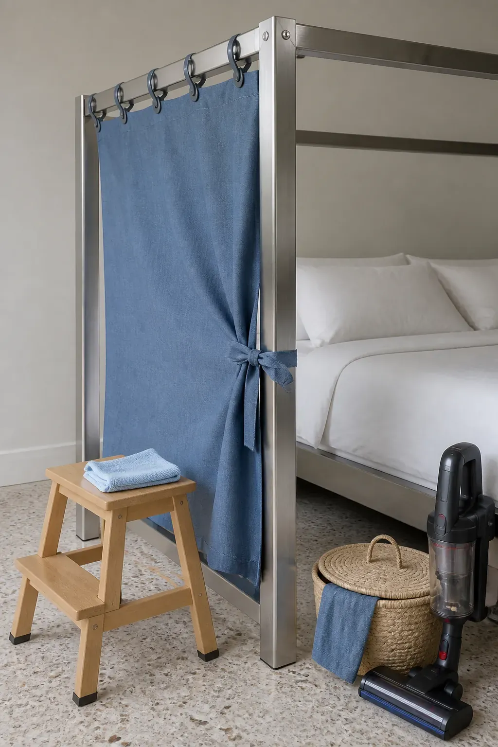 Accessible modern canopy frame with removable washable panel
