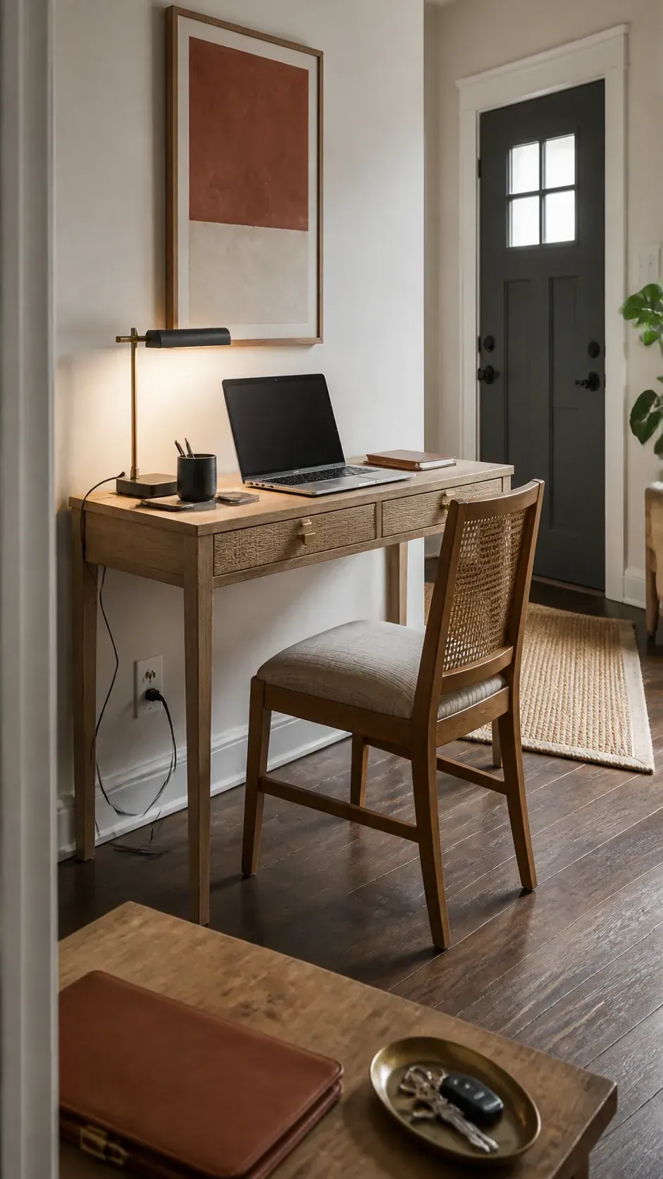 Turn a Console Into a Work Surface in a compact home workspace