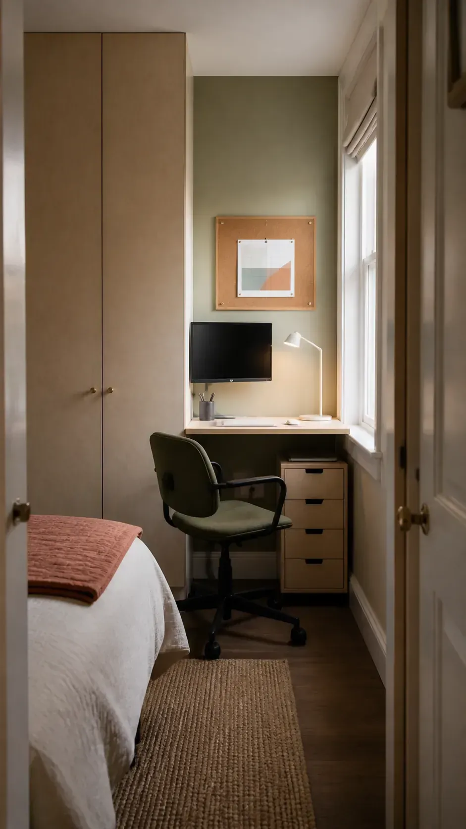 Claim the Space Beside a Wardrobe in a compact home workspace