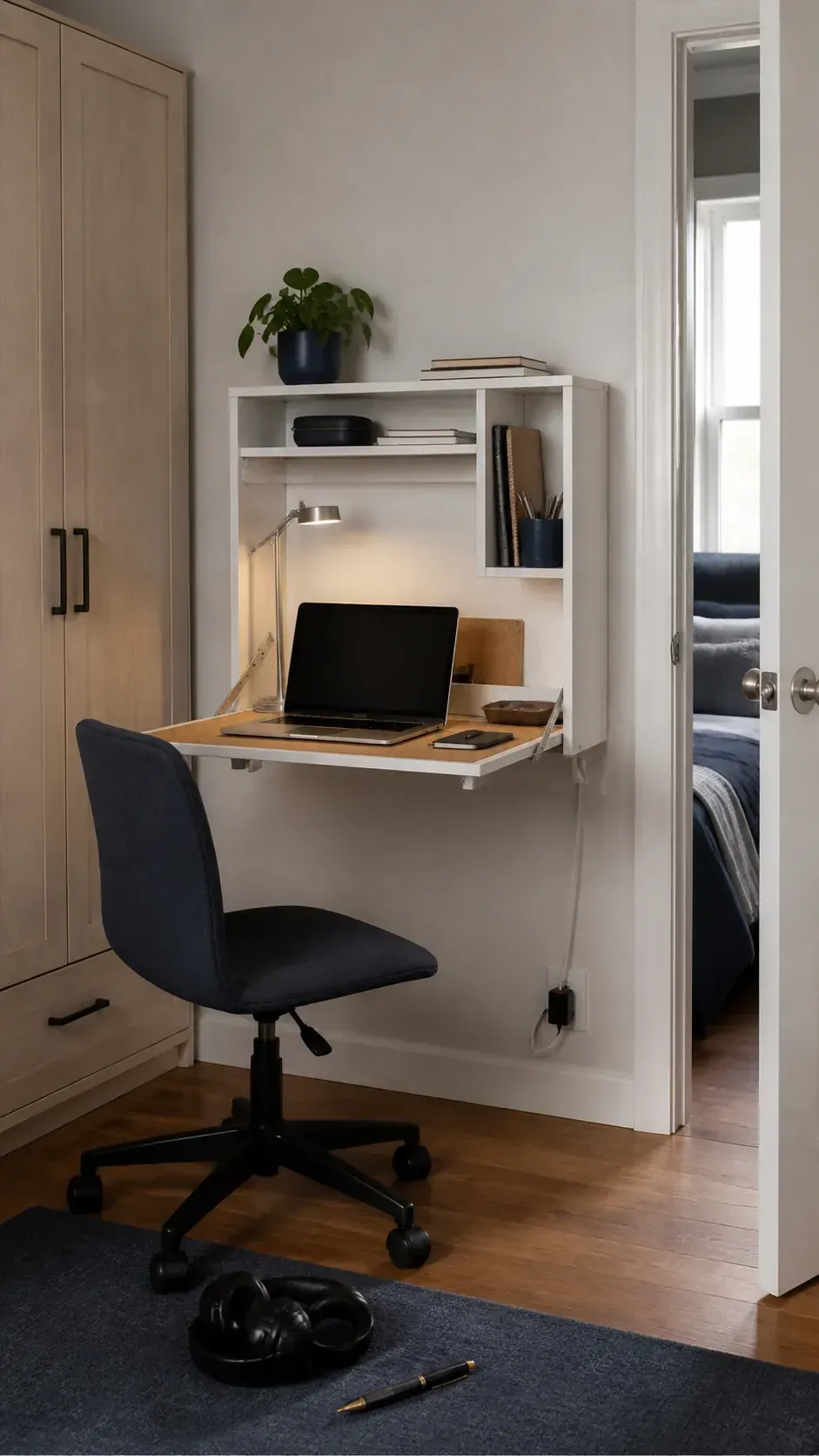 Install a Folding Wall Desk in a compact home workspace