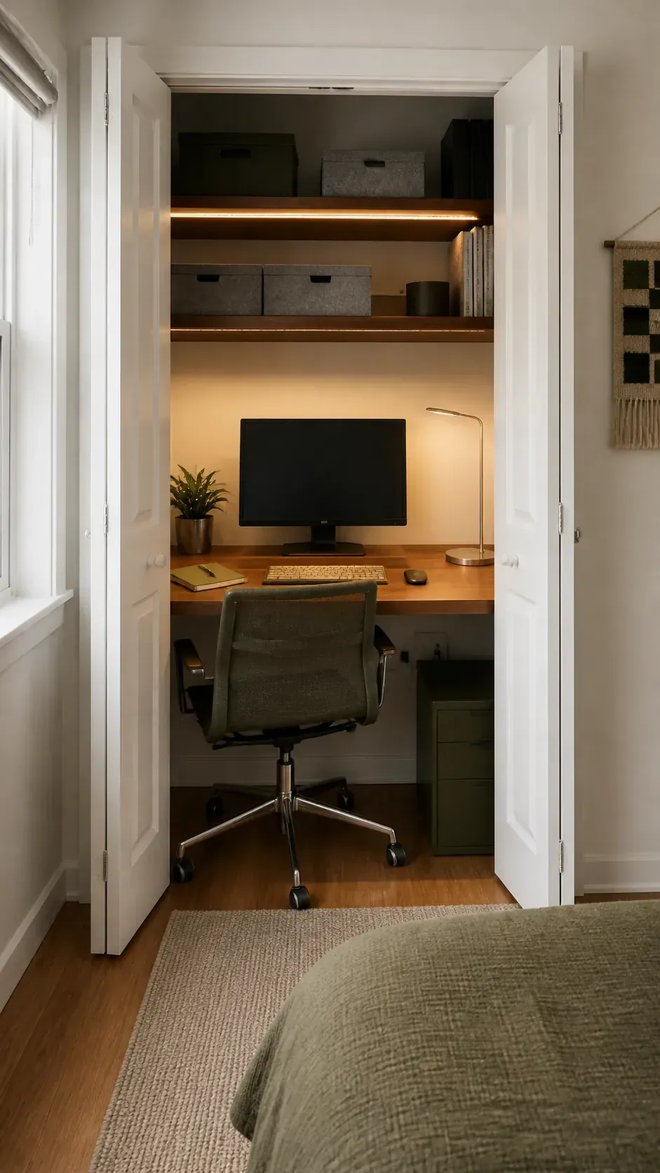 Convert a Reach In Closet in a compact home workspace