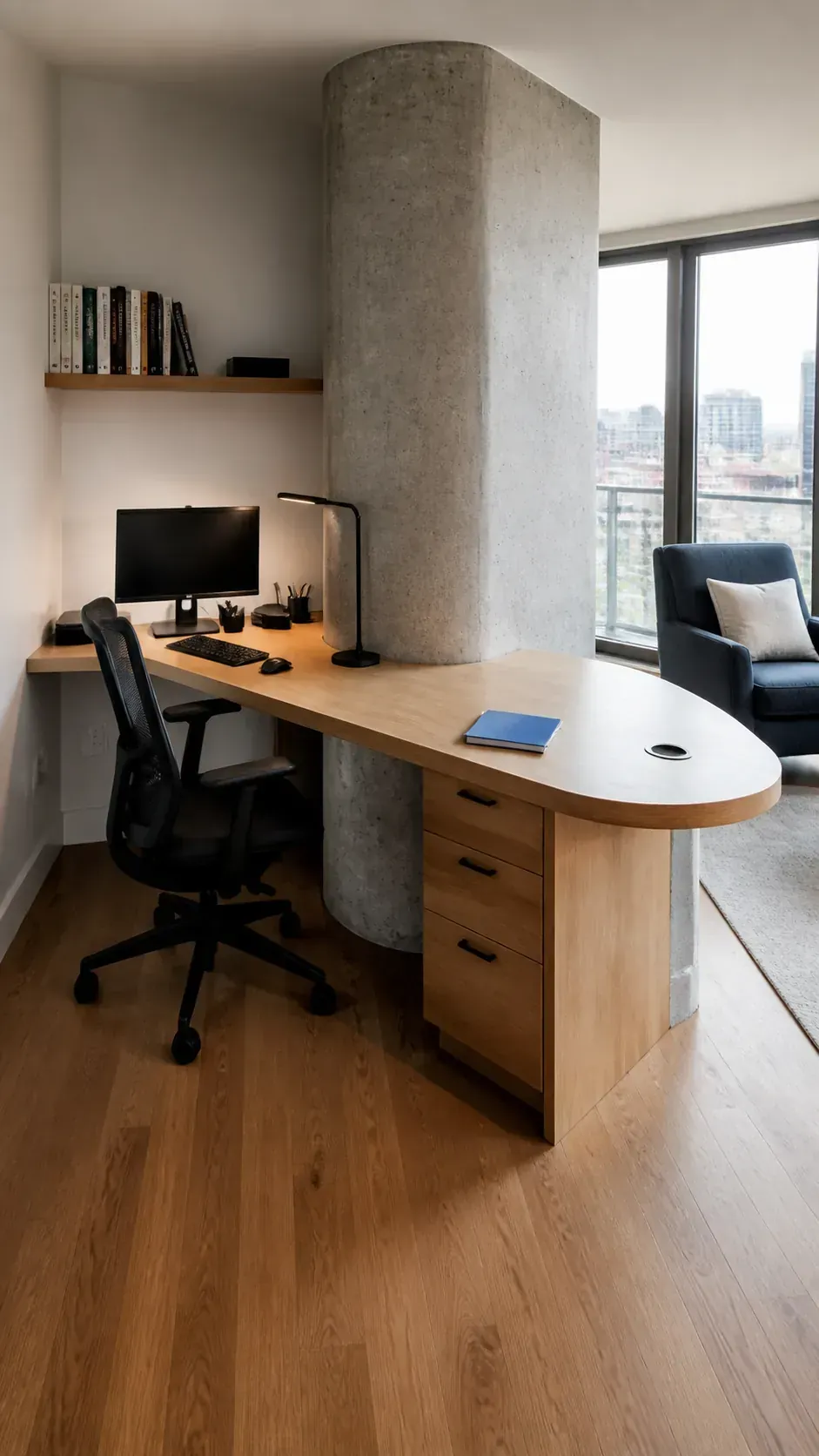 Build Around an Inside Column in a compact home workspace