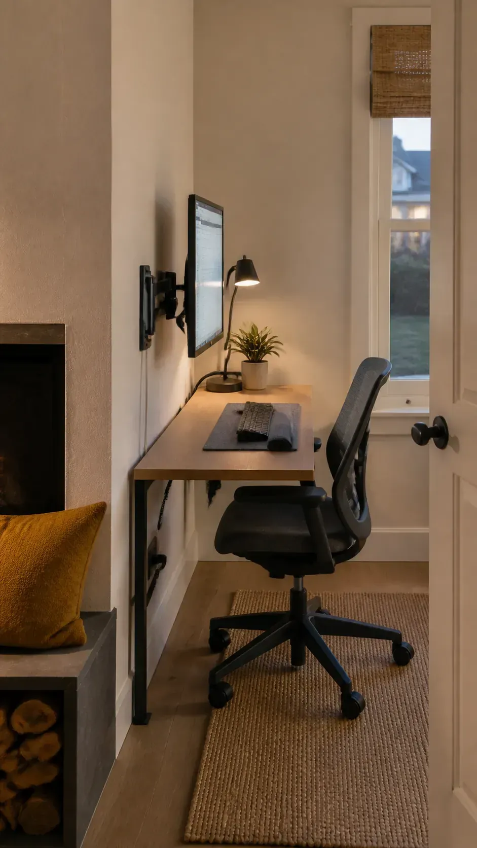 Mount the Monitor on a Side Wall in a compact home workspace