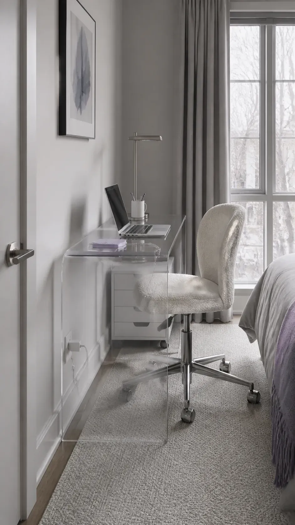 Use Clear Furniture Near a Window in a compact home workspace