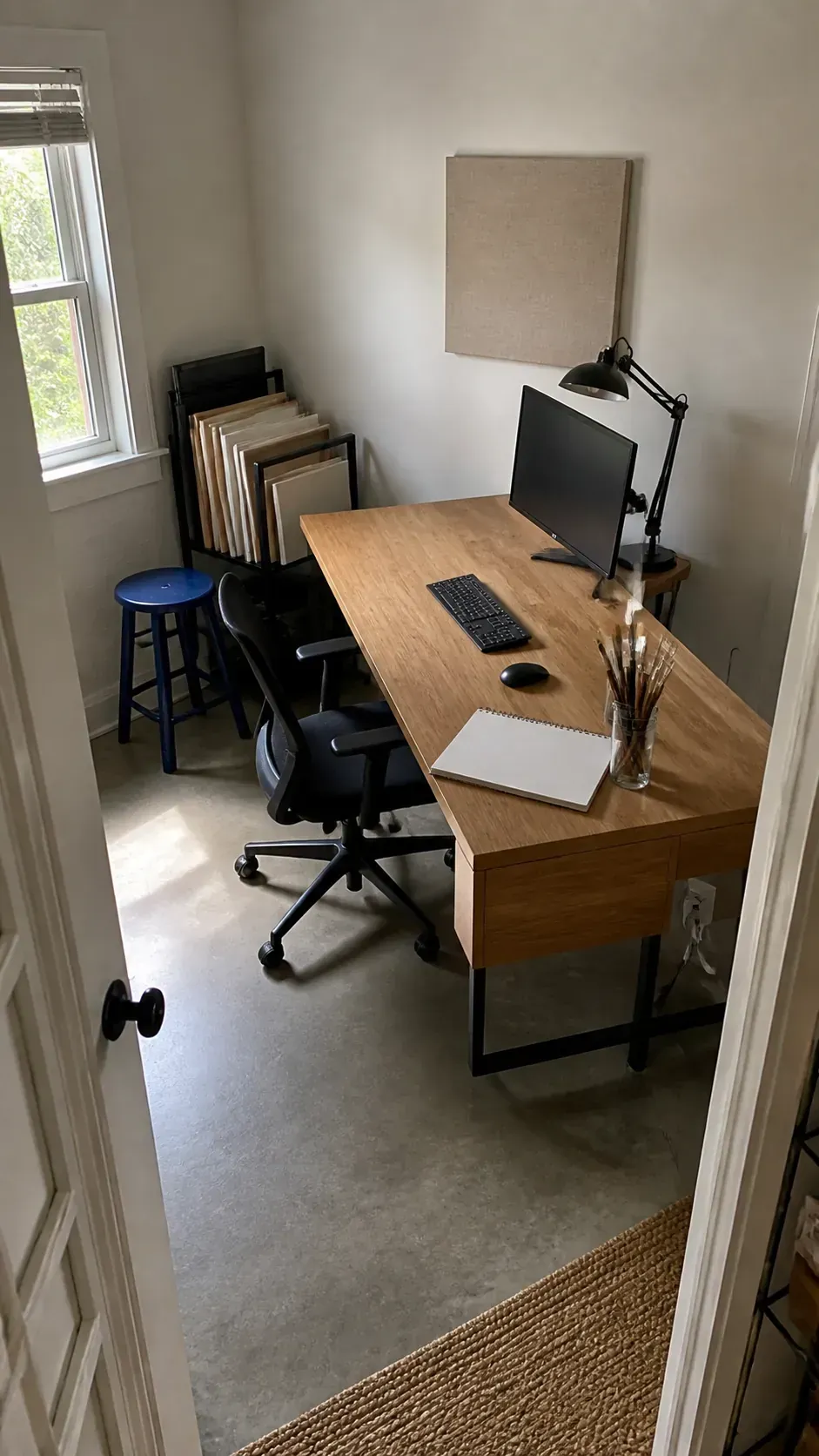 Angle the Desk Into the Room in a compact home workspace