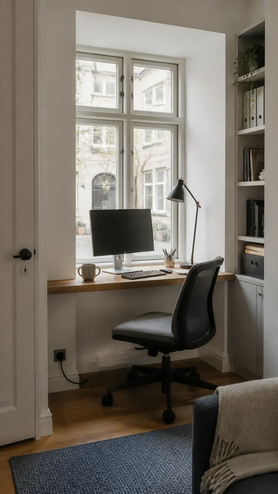 Extend a Window Sill Into a Desk in a compact home workspace