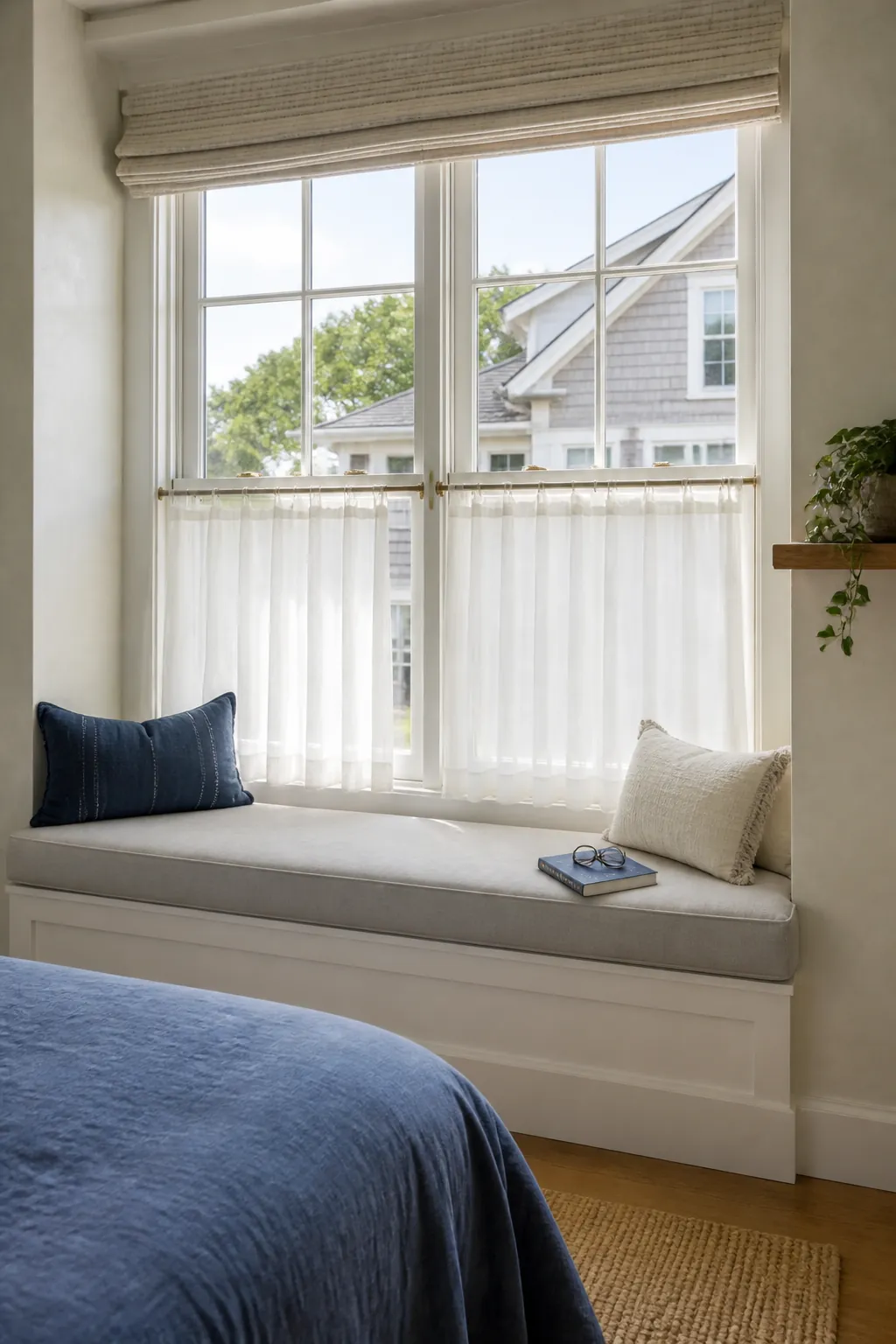 Bright bedroom window nook with privacy and unobstructed daylight