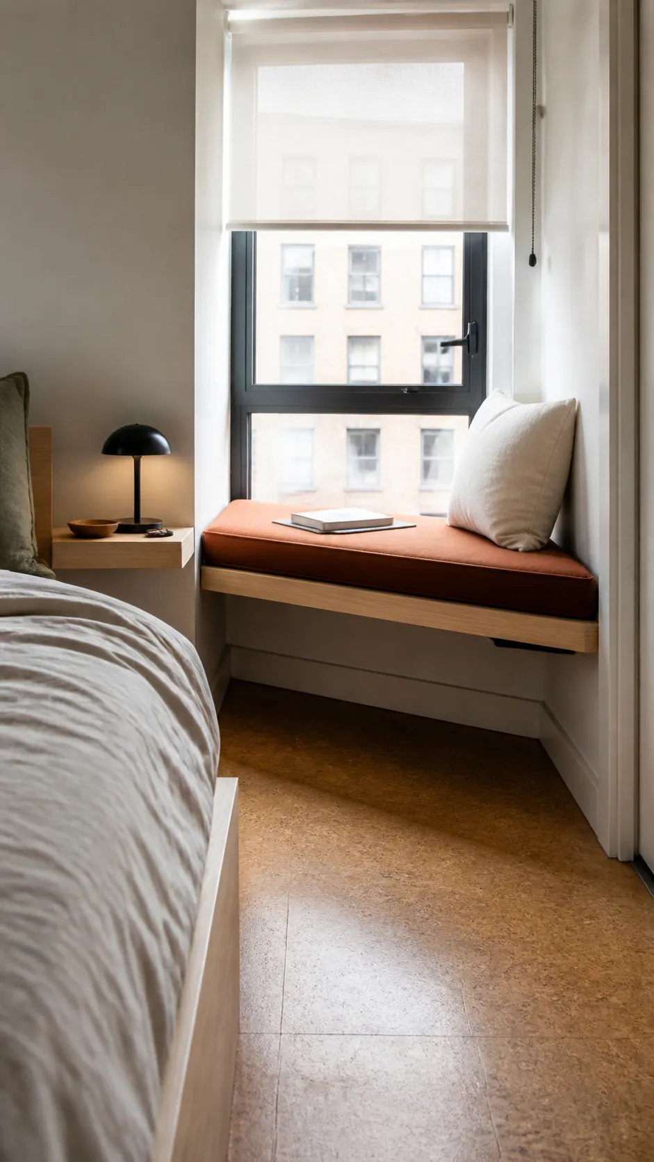Floating Small Room Perch in a practical bedroom window seat design