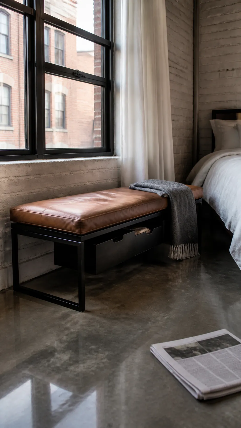 Urban Loft Steel Frame in a practical bedroom window seat design
