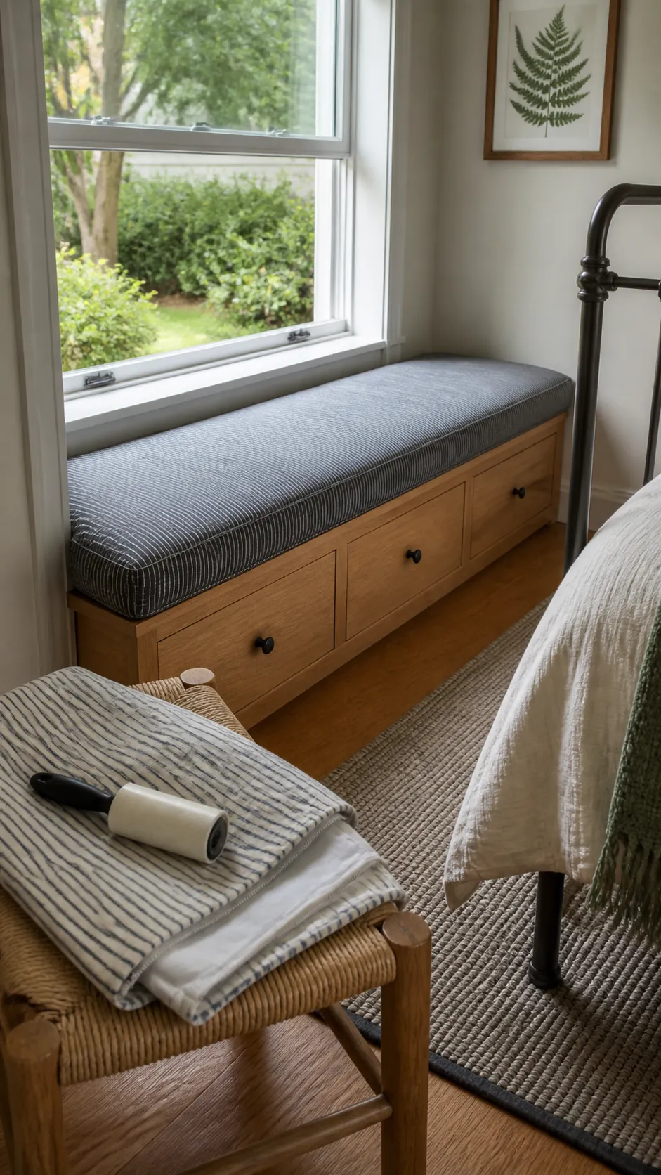 Pet Friendly Washable Seat in a practical bedroom window seat design